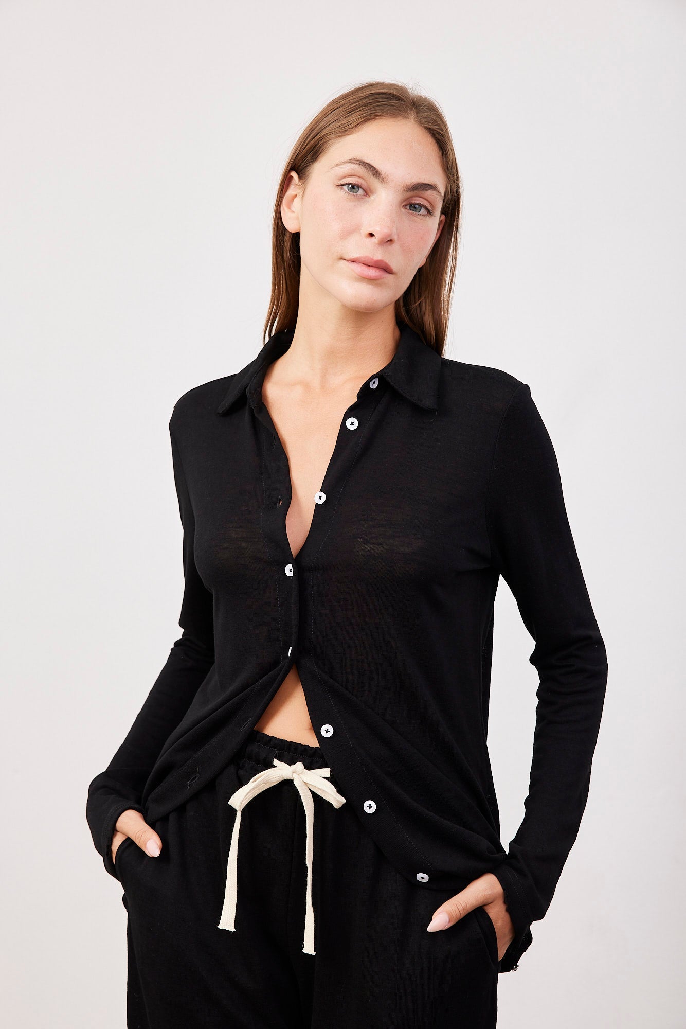 חולצת קרעים מכופתרת במראה פשתן - ITAY BRANDS