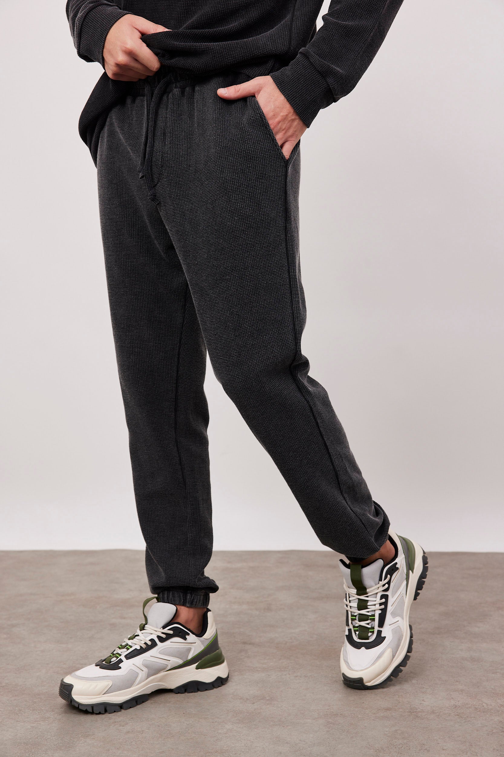 מכנסי בד וופל בסיומת גומי