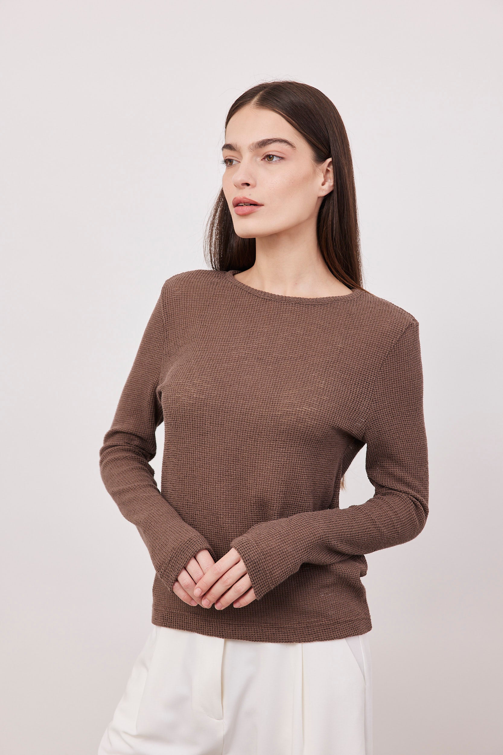 חולצת סריג ארוכה שקפקפה