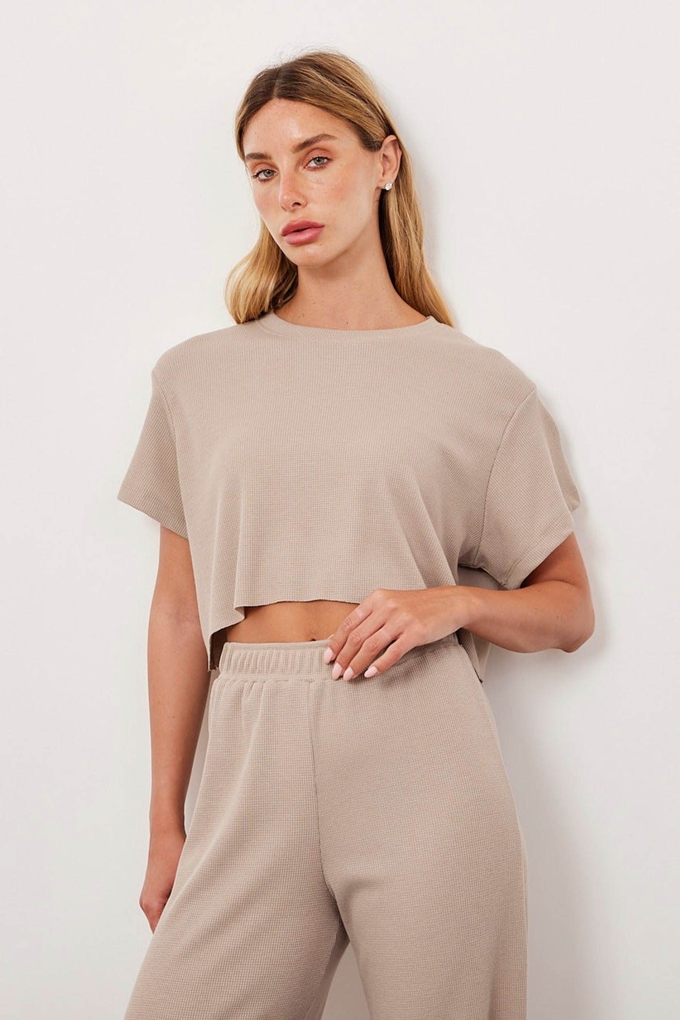 טי-שרט קרופ מבד וופל - ITAY BRANDS