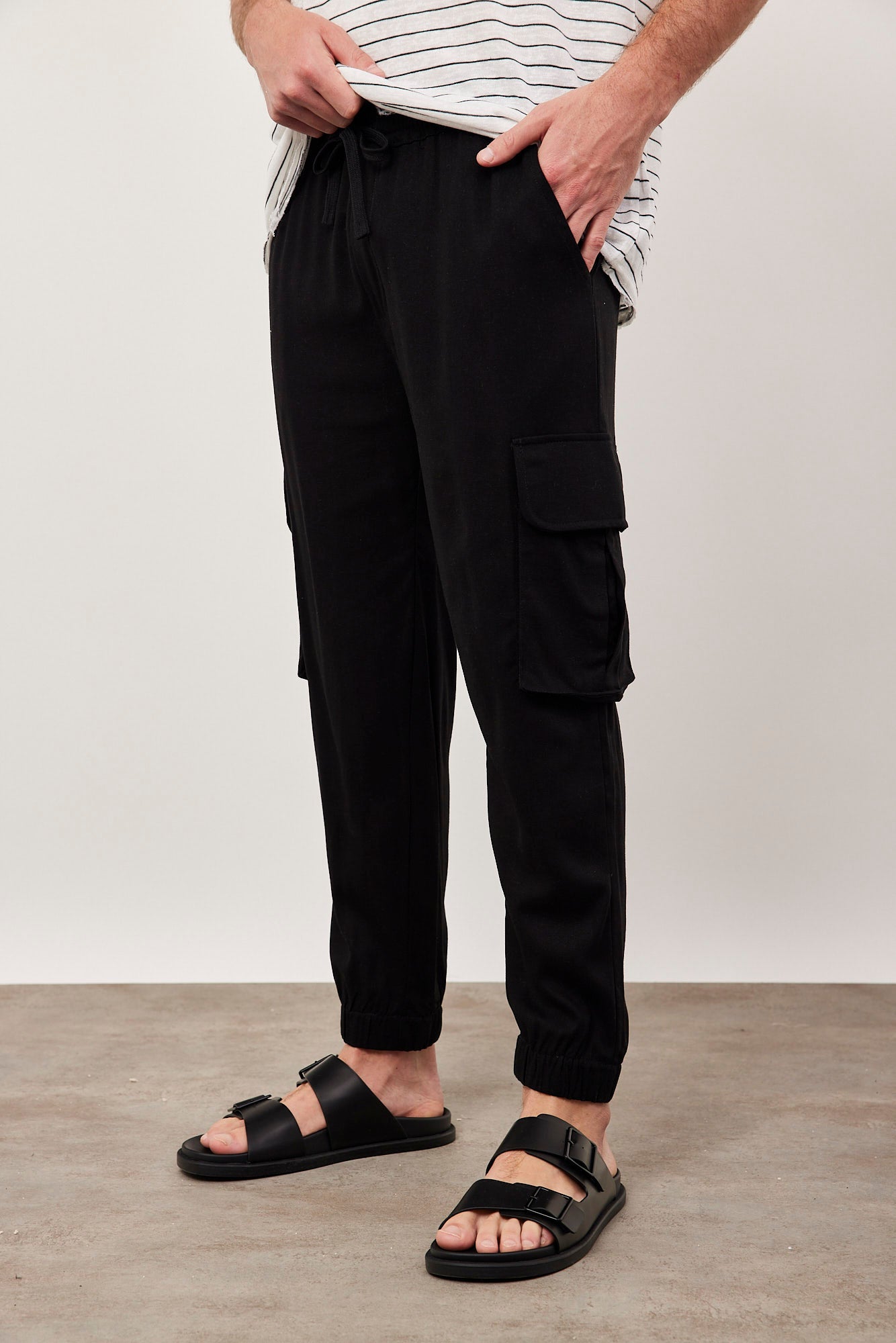 מכנסי גומי בשילוב פשתן - ITAY BRANDS