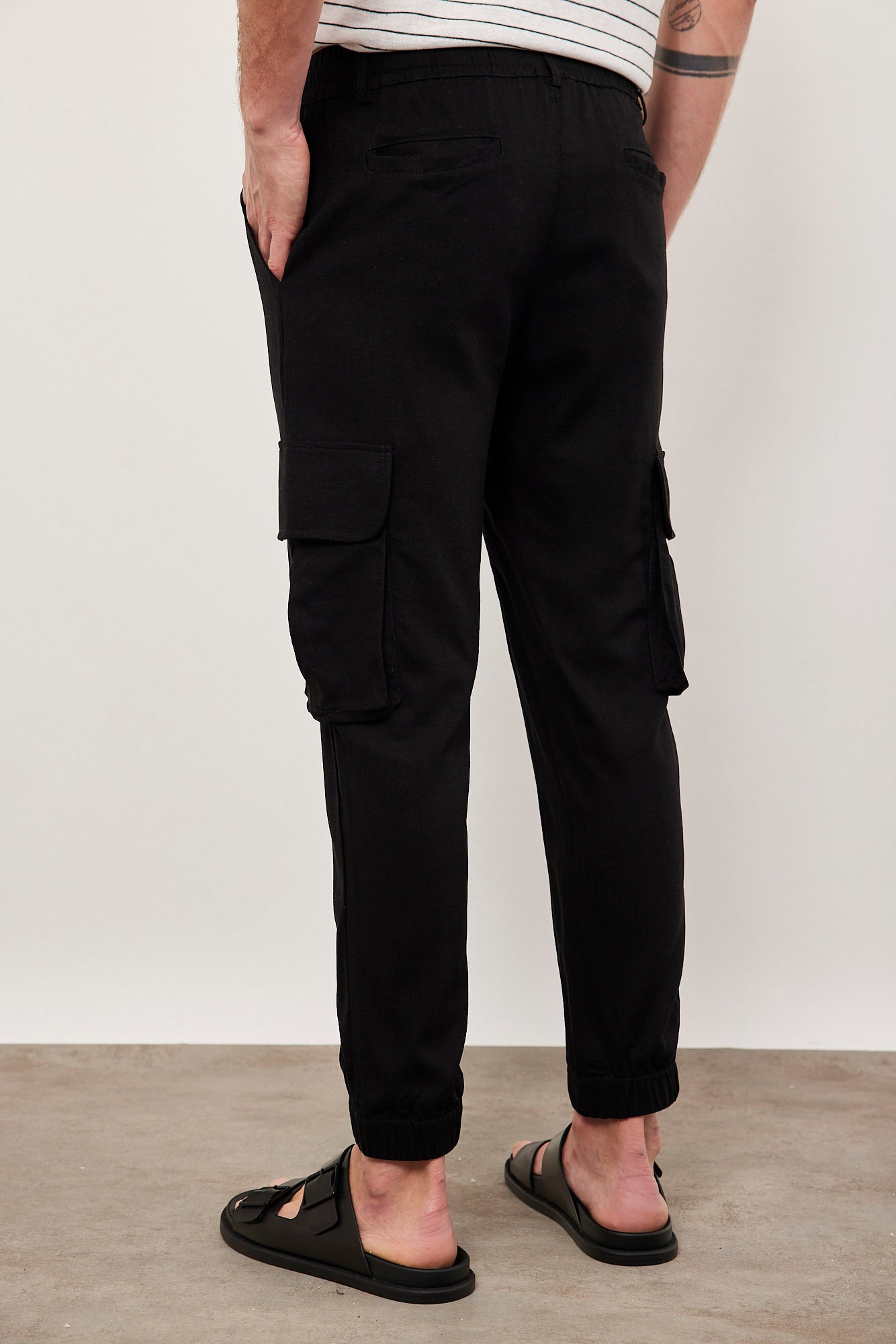 מכנסי גומי בשילוב פשתן - ITAY BRANDS