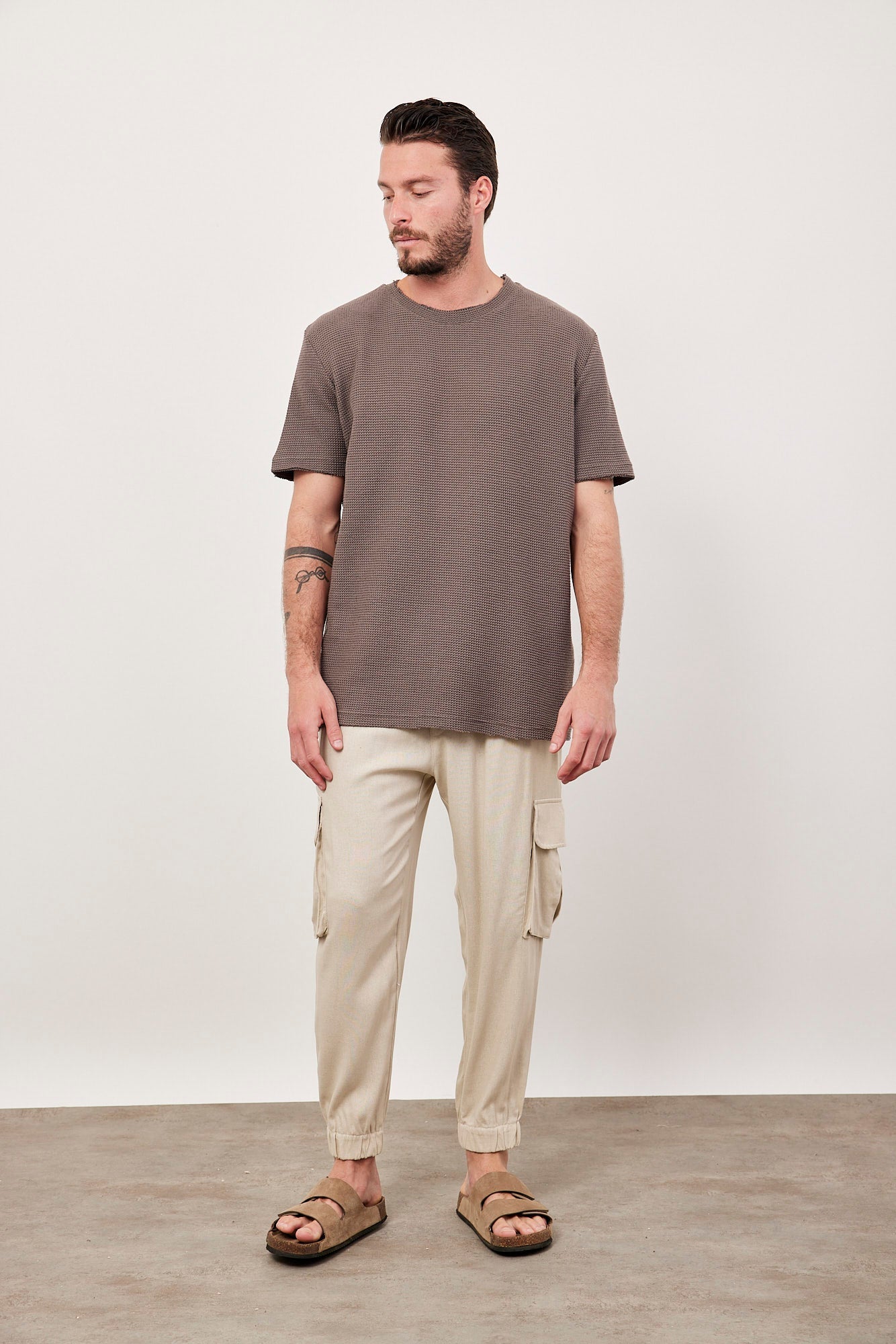 מכנסי גומי בשילוב פשתן - ITAY BRANDS