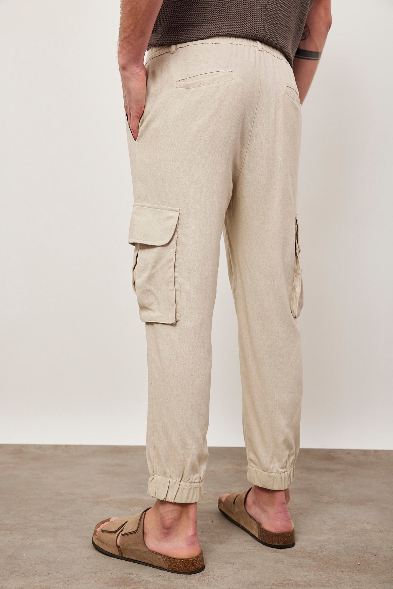 מכנסי גומי בשילוב פשתן - ITAY BRANDS