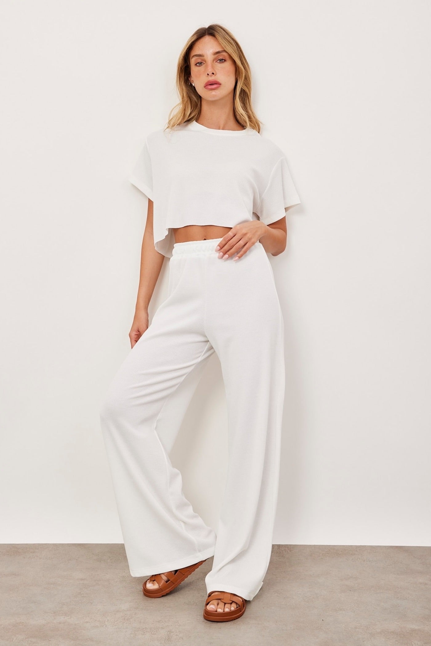 מכנסיי בד וופל מתרחבים - ITAY BRANDS