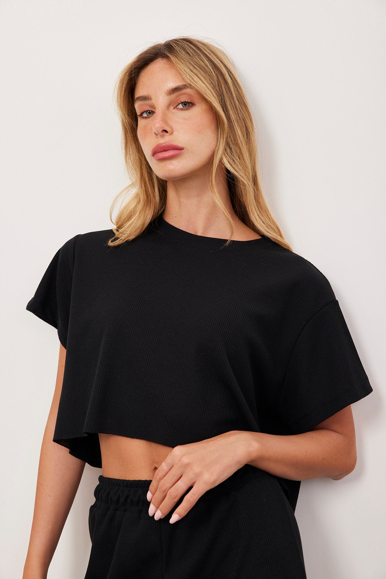 טי-שרט קרופ מבד וופל - ITAY BRANDS