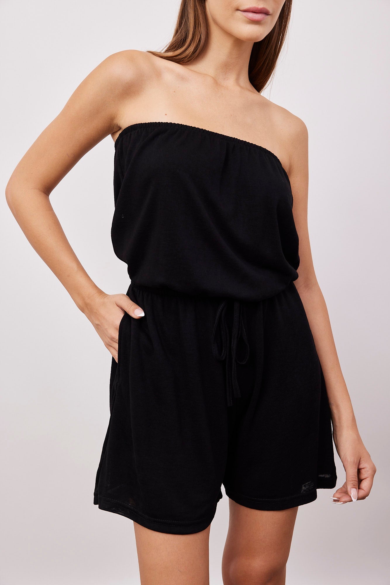 אוברול סטרפלס במראה פשתן - ITAY BRANDS