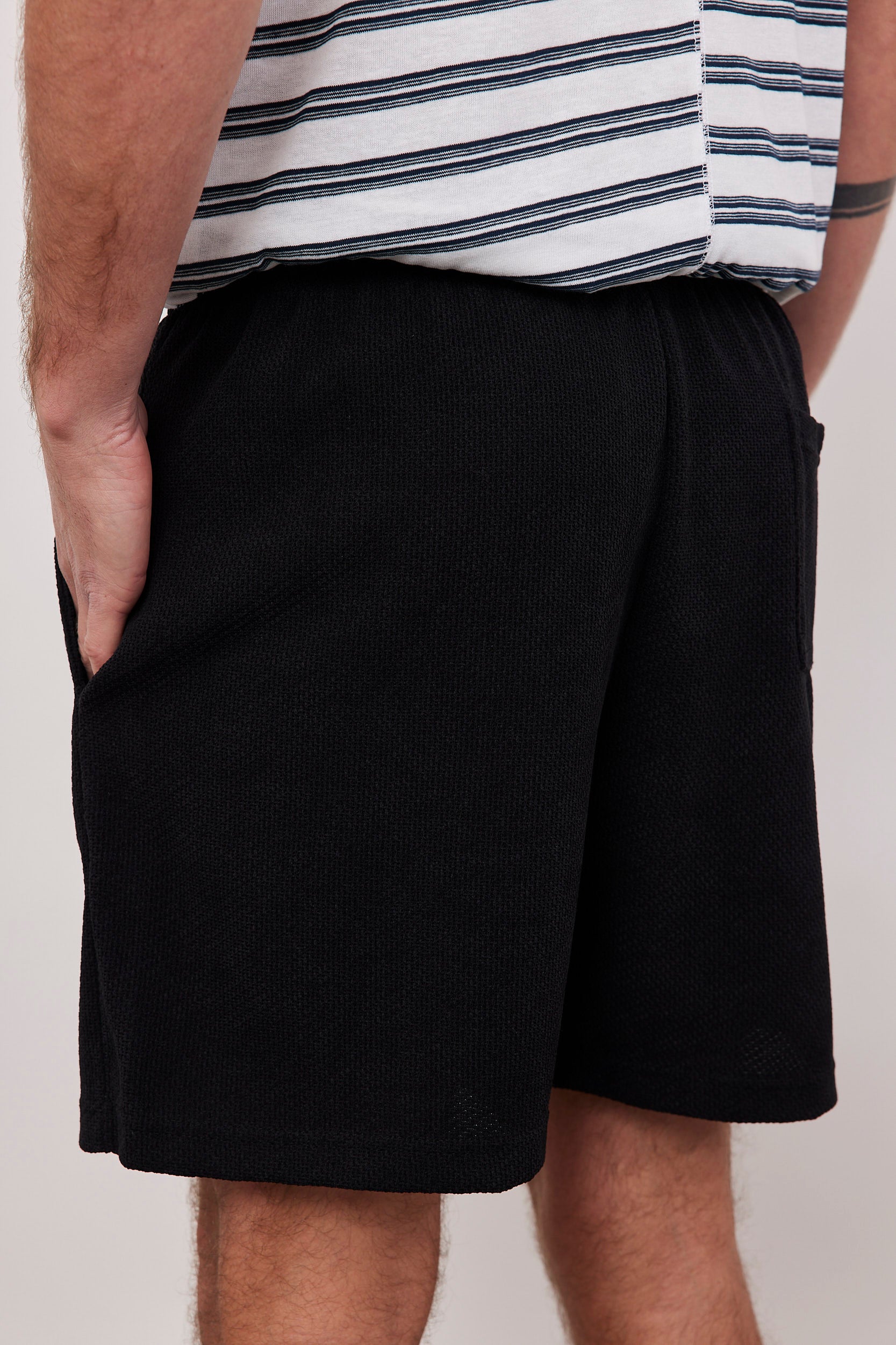 שורטס בד סריג שילוב שרוך