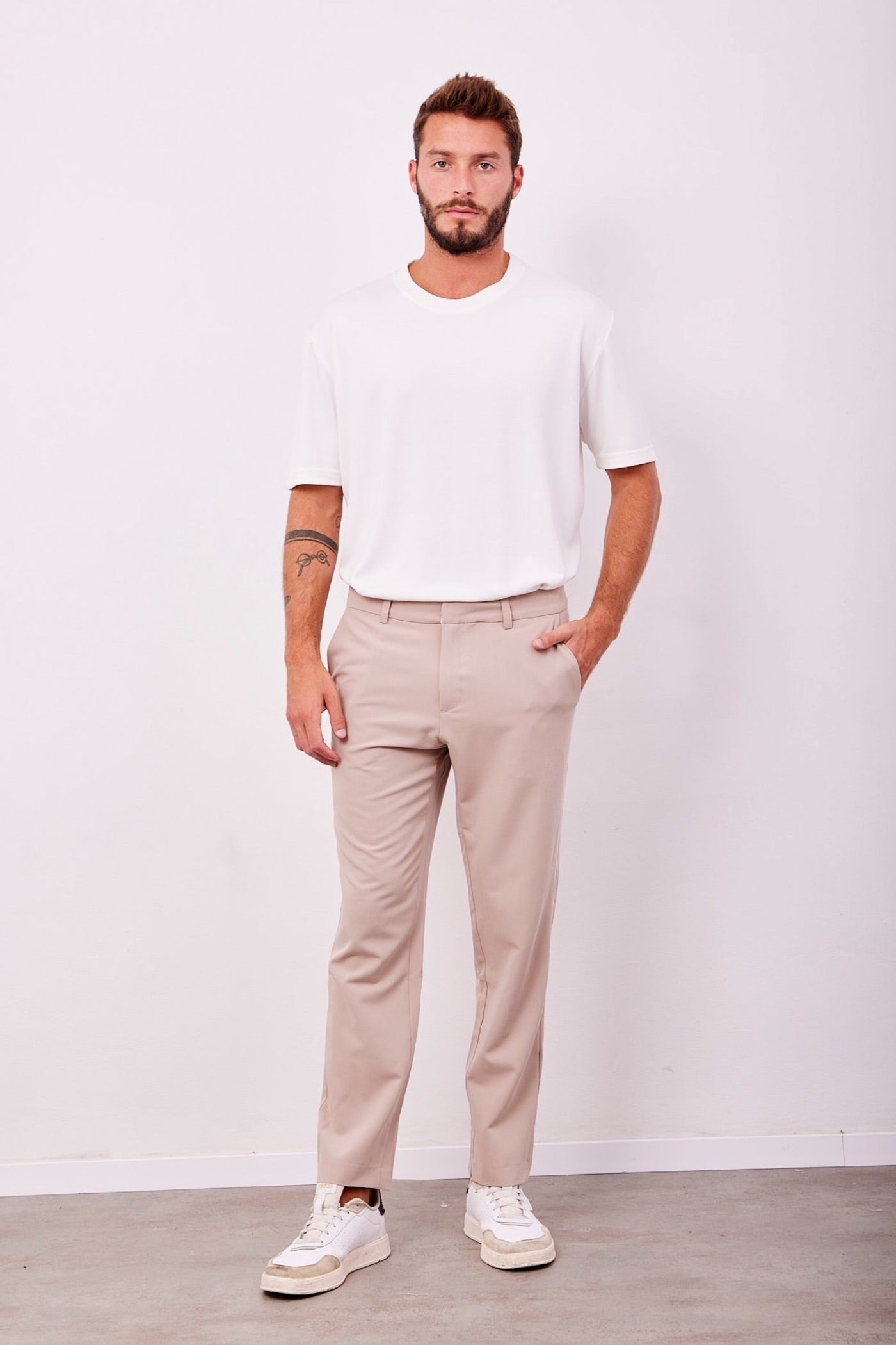 מכנסיים מחויטים - בז - ITAY BRANDS