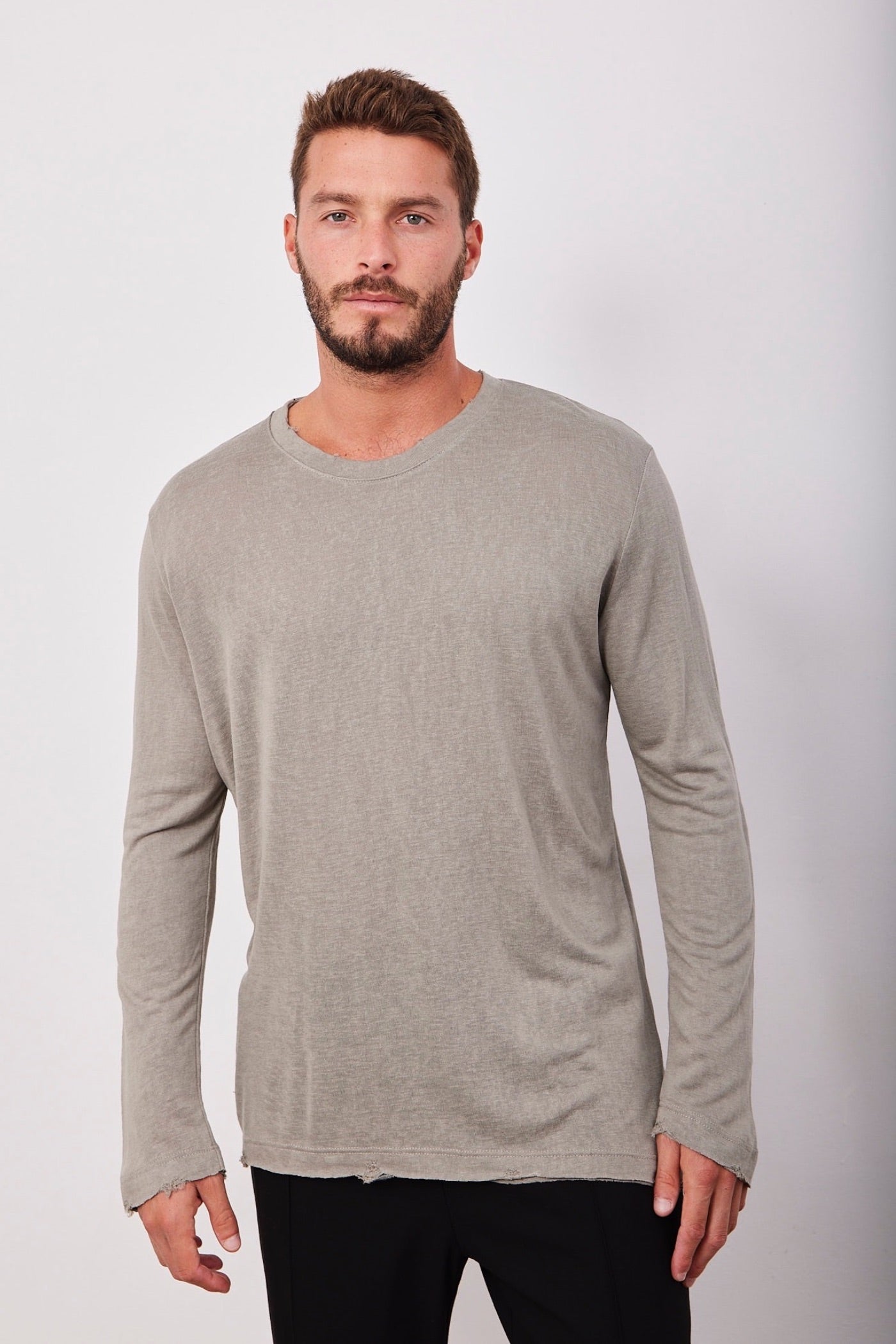 חולצת קרעים ארוכה במראה פשתן - ITAY BRANDS