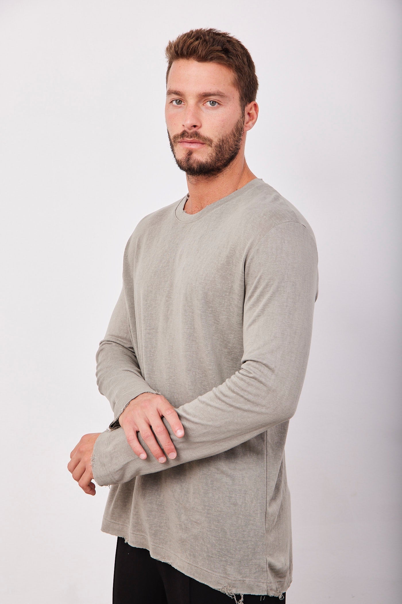 חולצת קרעים ארוכה במראה פשתן - ITAY BRANDS