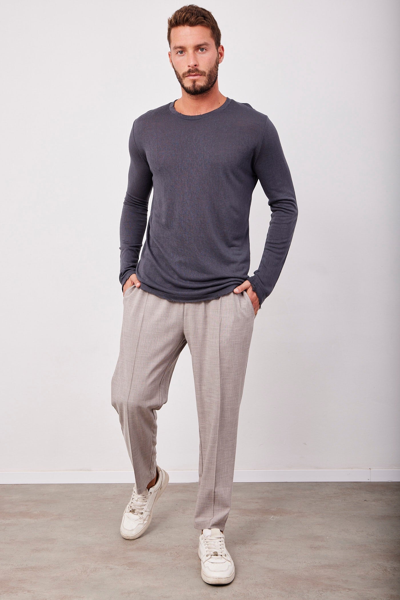 חולצת קרעים ארוכה במראה פשתן - ITAY BRANDS