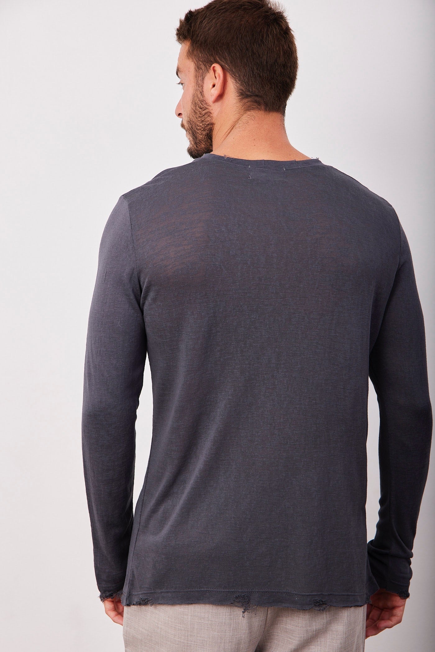 חולצת קרעים ארוכה במראה פשתן - ITAY BRANDS