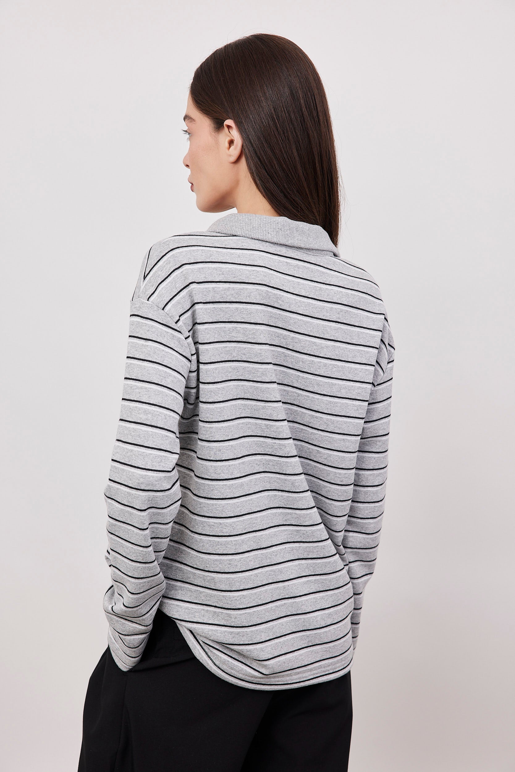 חולצת פולו פסים ארוכה