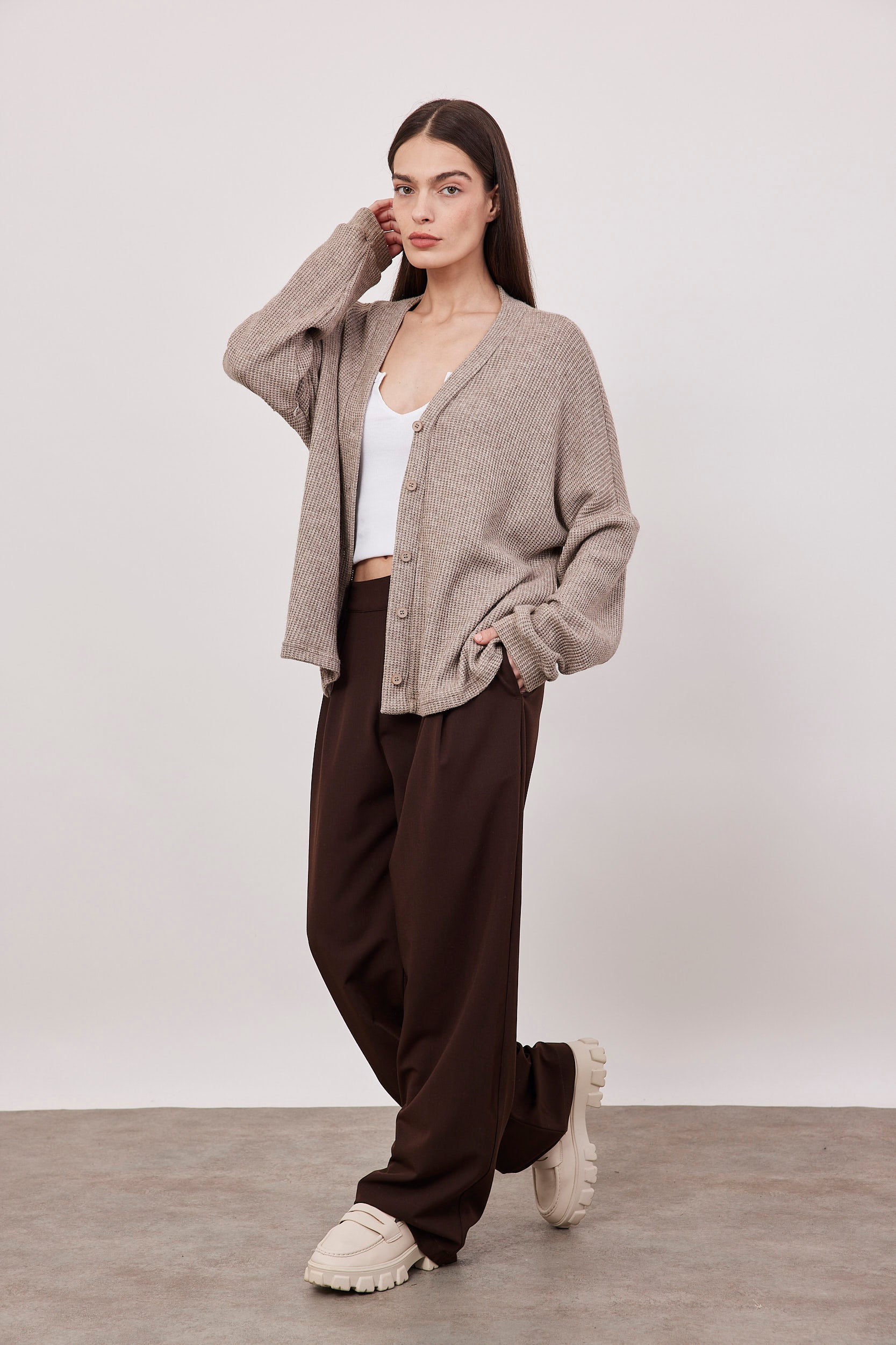 קרדיגן בד וופל