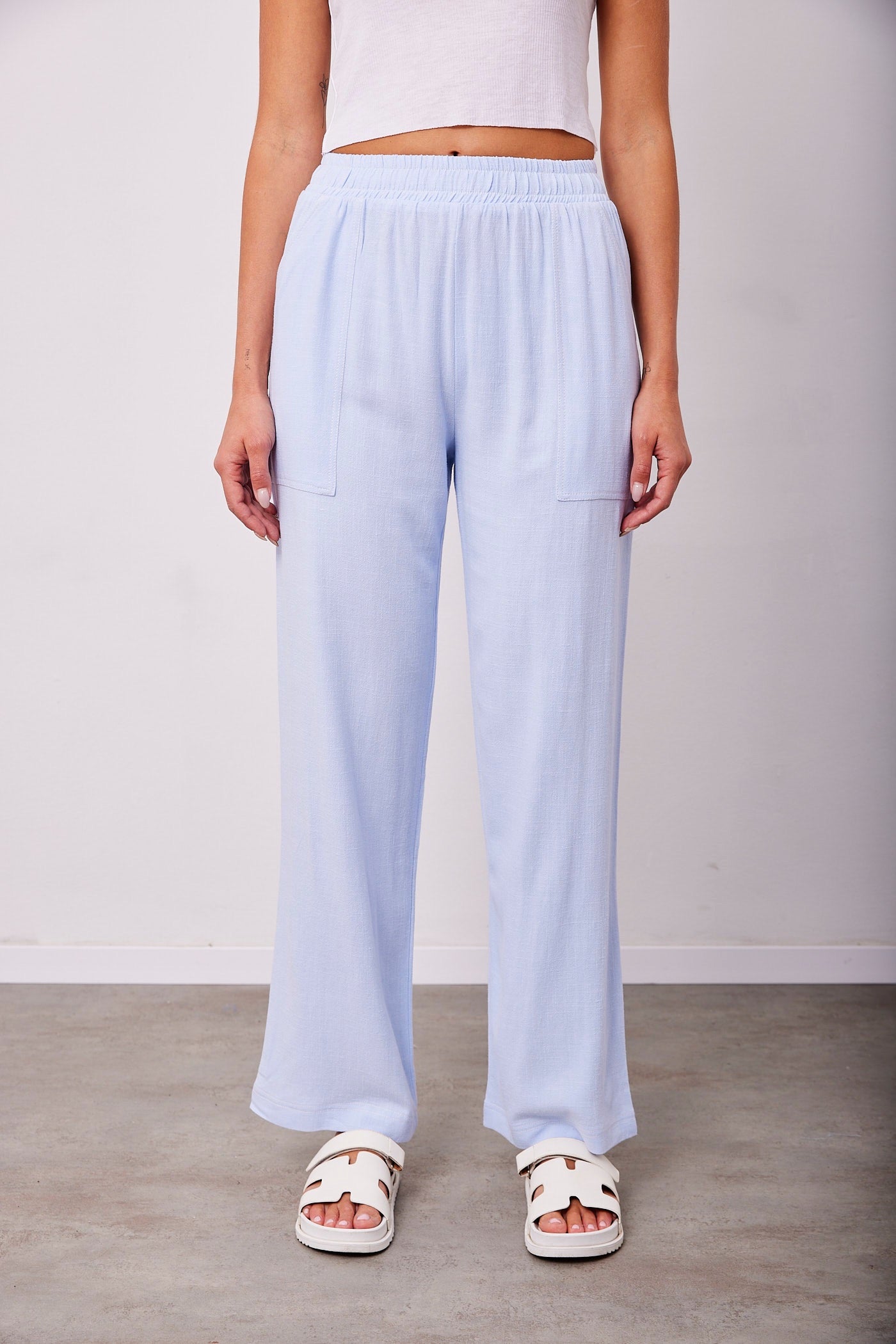 מכנסיים משולבות פשתן וכיסים מודגשים - ITAY BRANDS