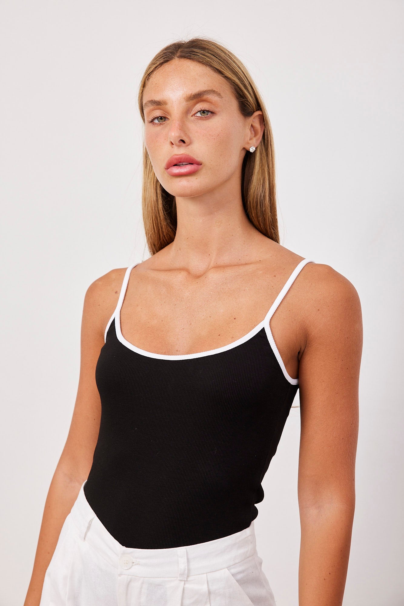 גופיית ספגטי ריב קולור בלוק - ITAY BRANDS