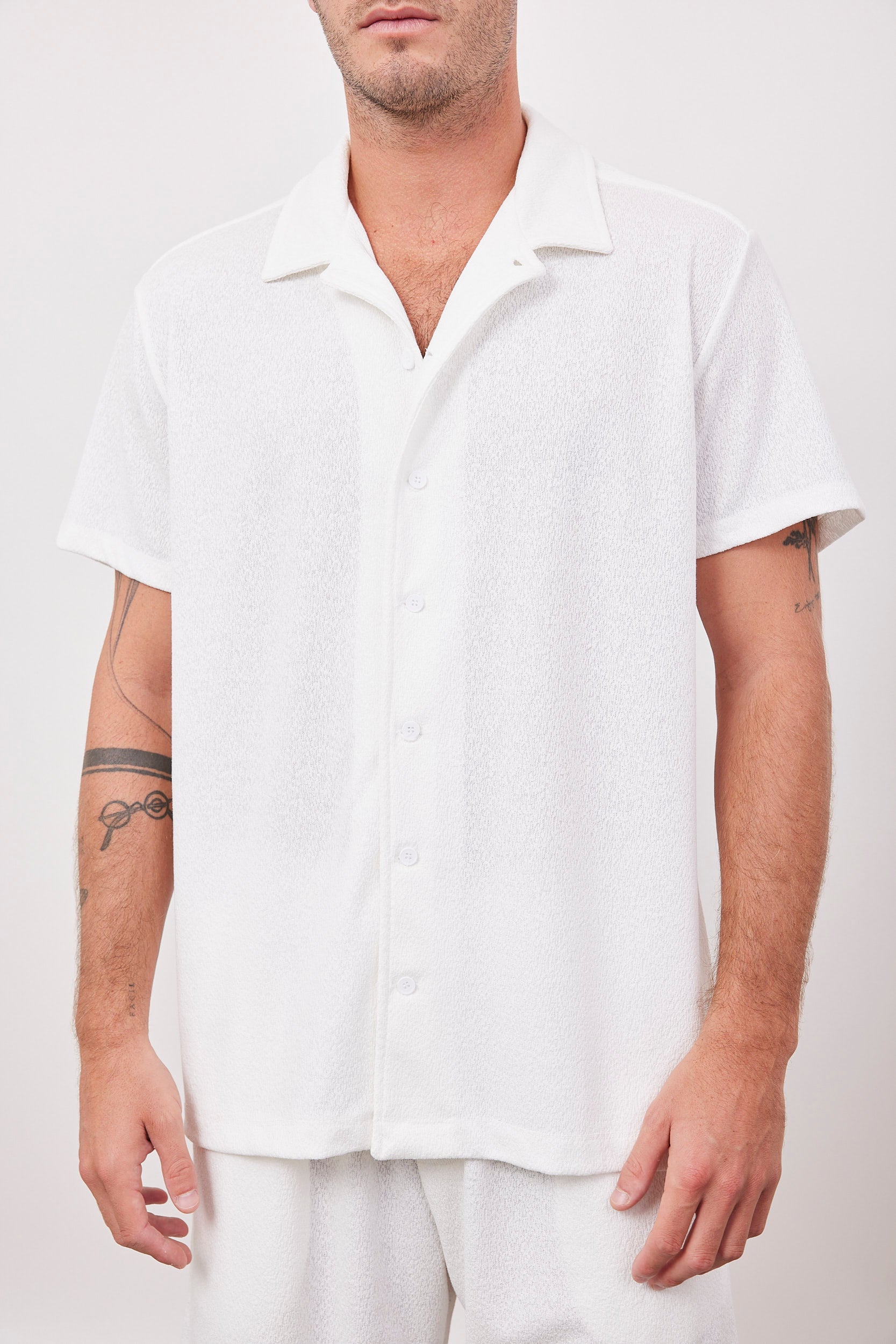 חולצה מכופתרת בטקסטורת מגבת