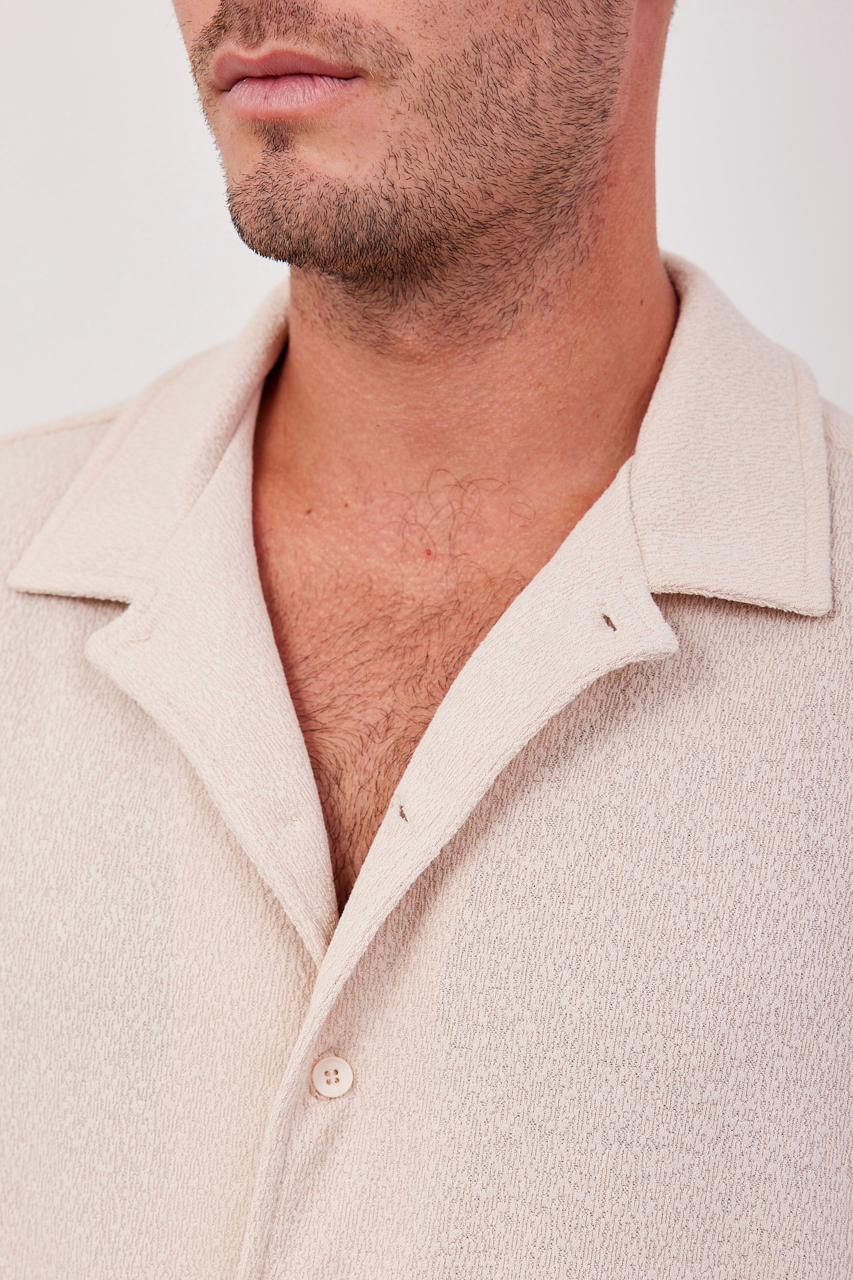 חולצה מכופתרת בטקסטורת מגבת