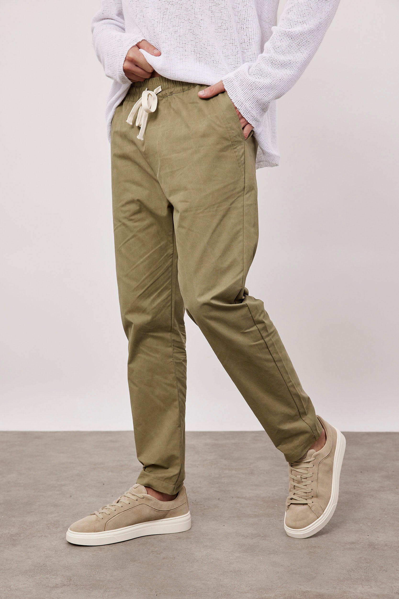 מכנסי כותנה עם שרוך