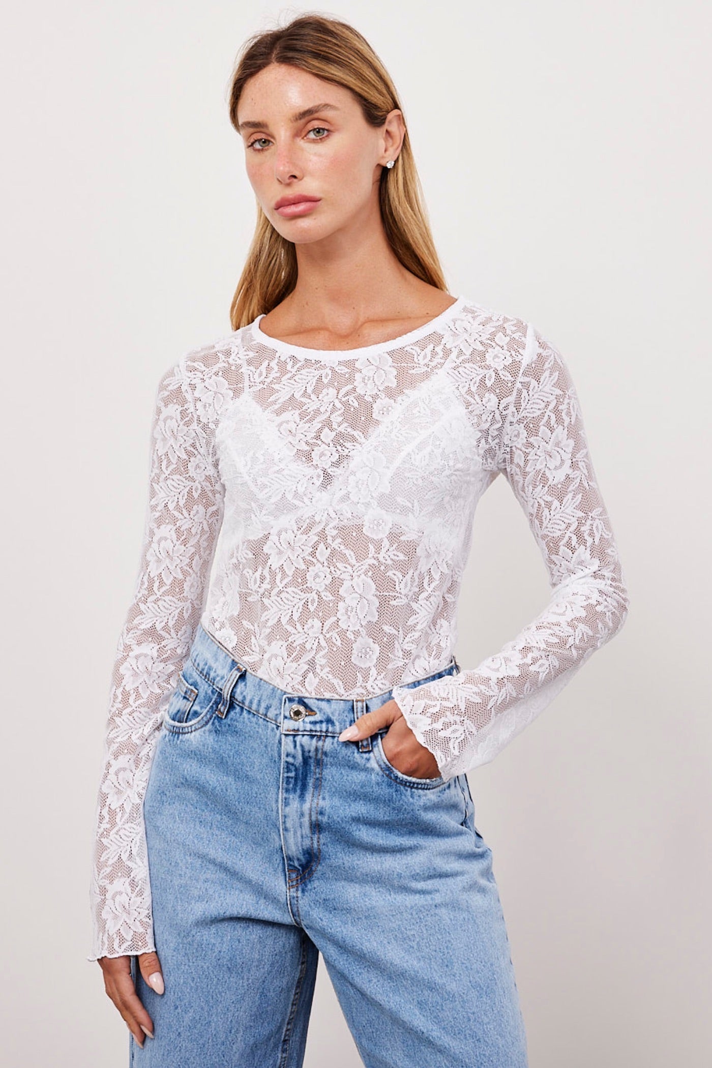 חולצת תחרה ארוכה שקפקפה - ITAY BRANDS