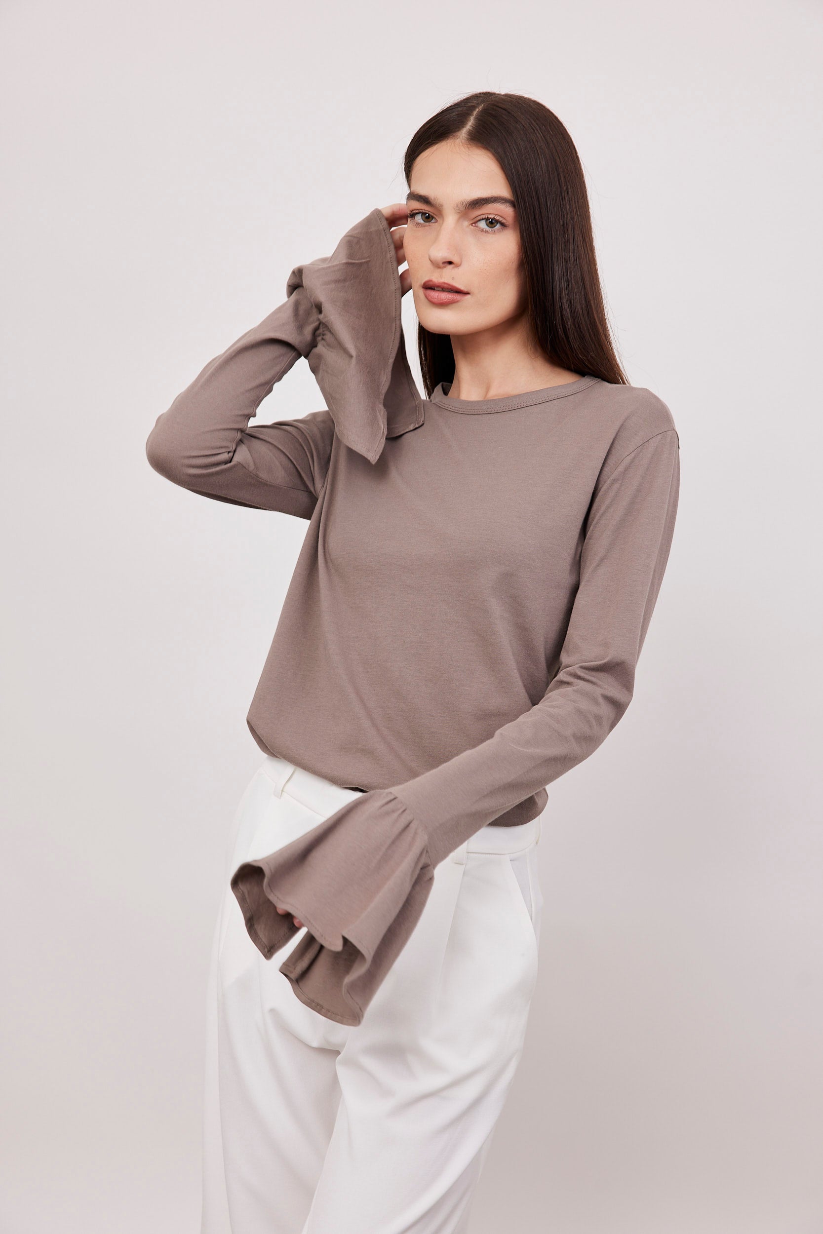 חולצה ארוכה עם שרוולי וולן