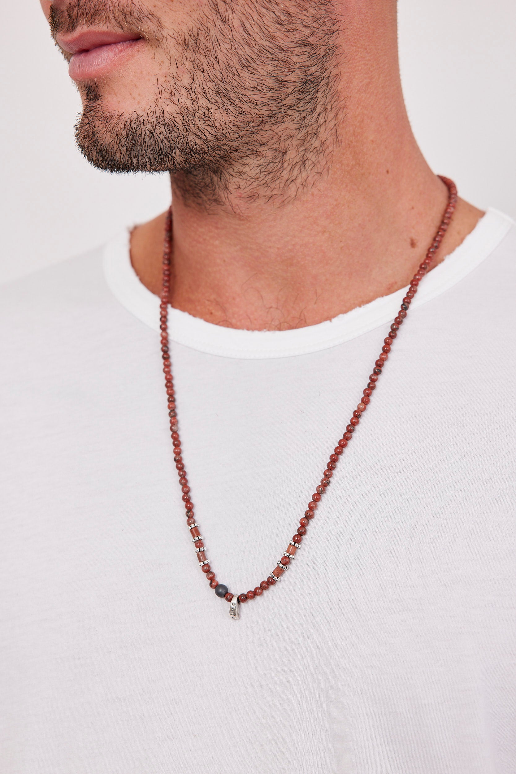 שרשרת אבני ג'ספר תליון דמוי שן