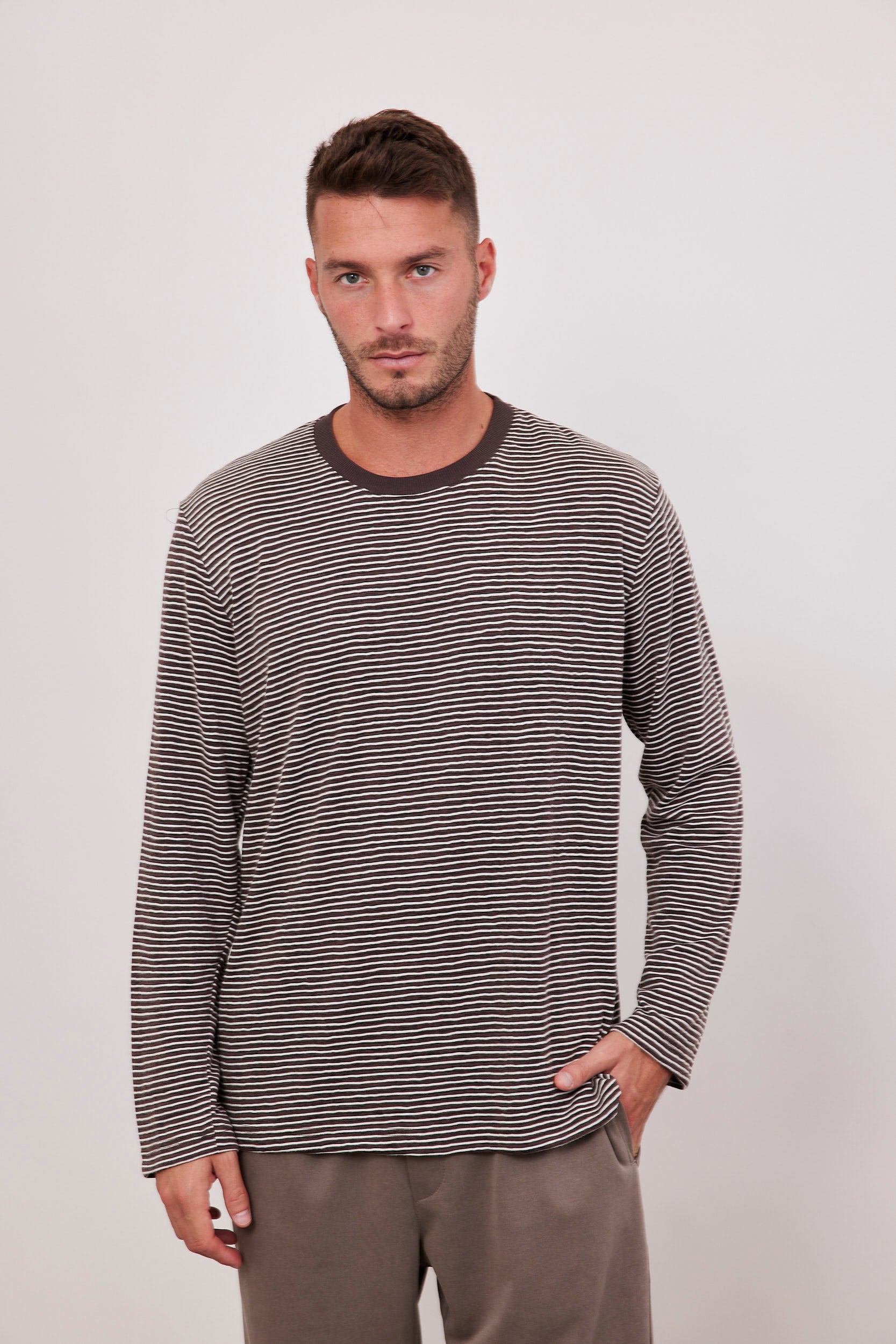 חולצת סריג דקה בהדפס פסים