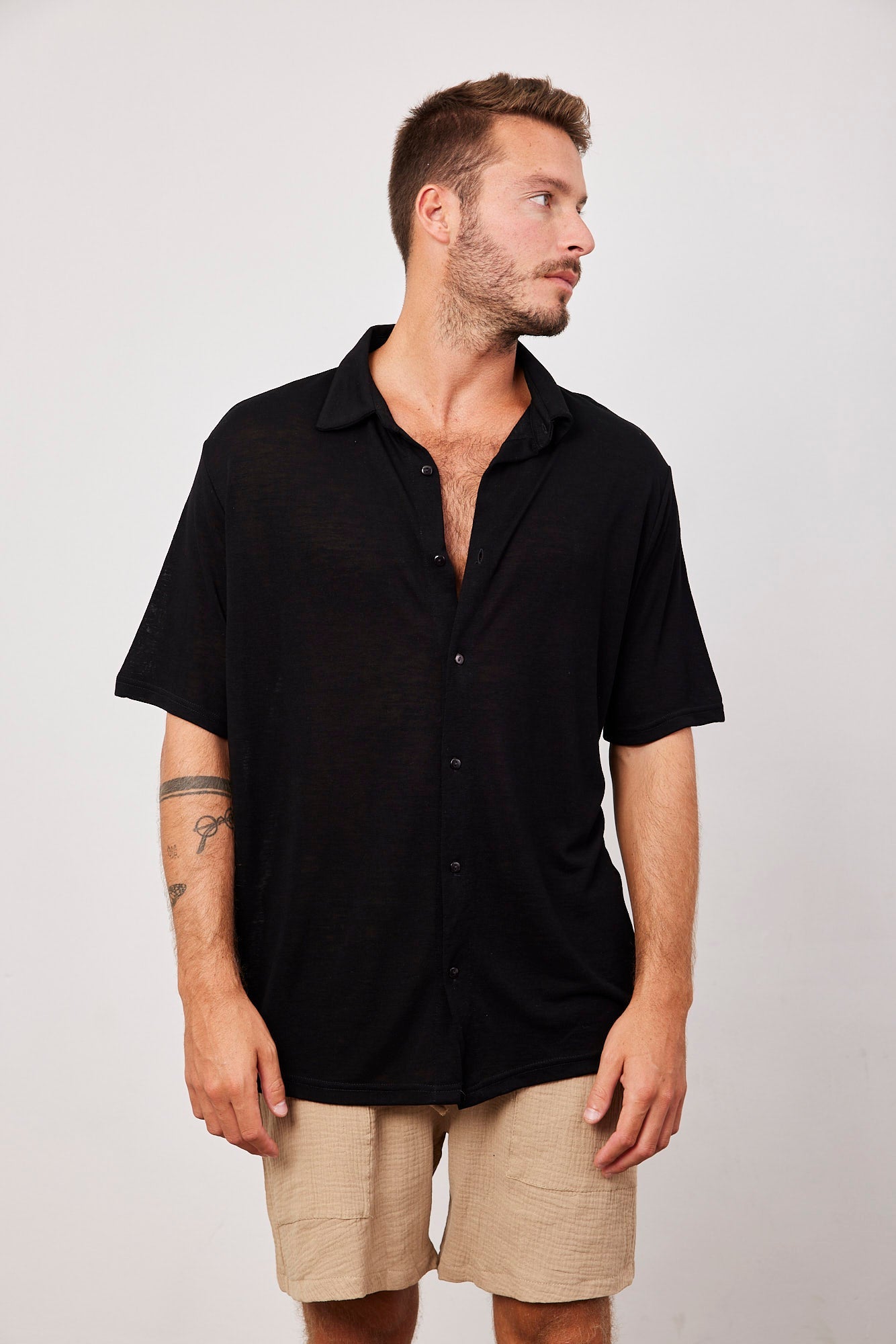 חולצה מכופתרת במראה פשתן - ITAY BRANDS