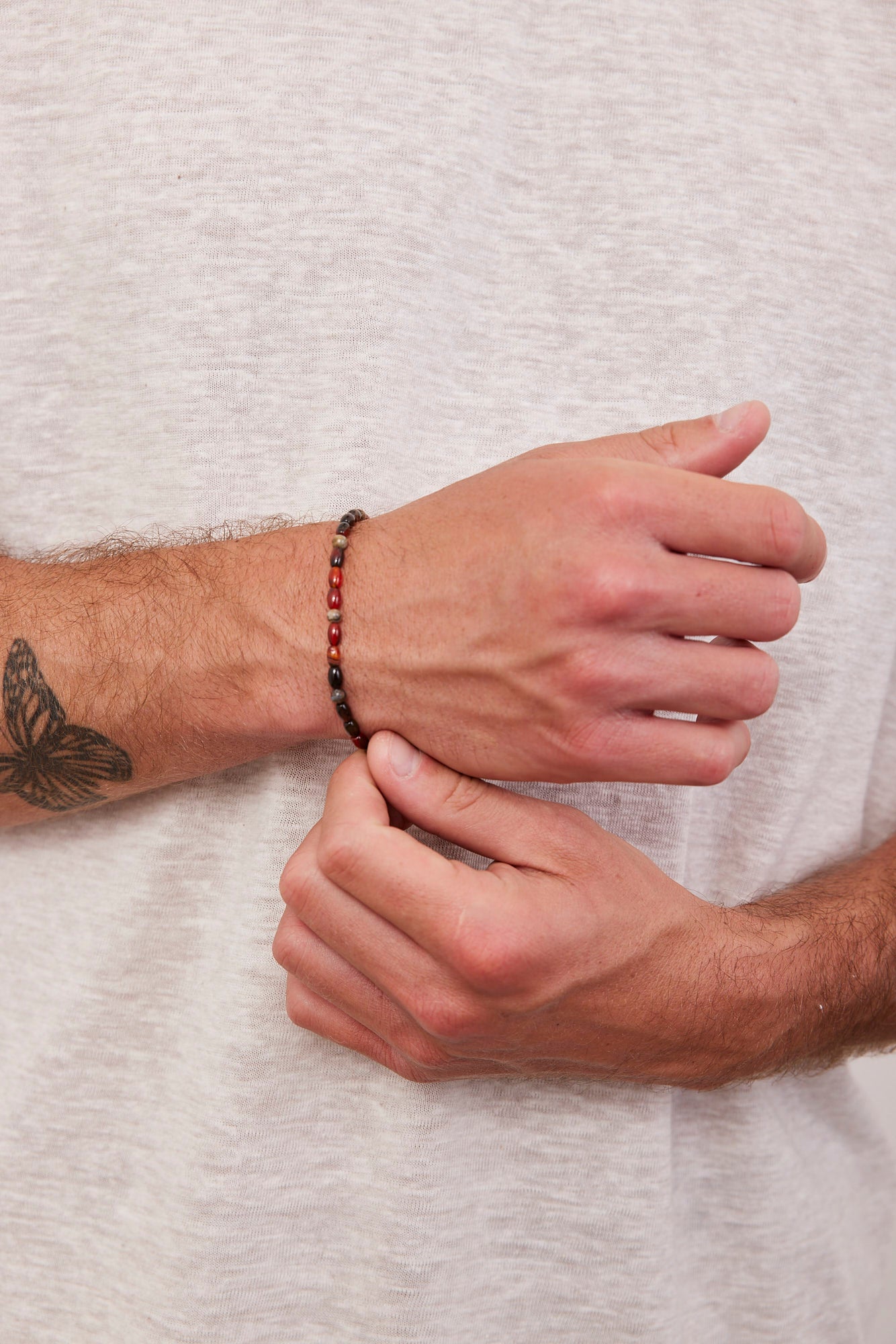 צמיד אבני חן טבעיות בגווני חום-אדמדם - ITAY BRANDS