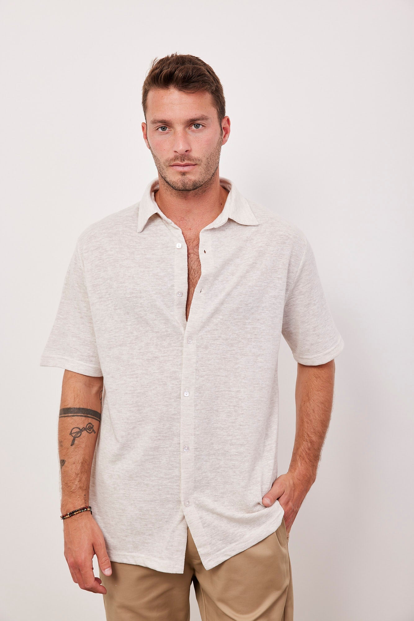 חולצה מכופתרת במראה פשתן - ITAY BRANDS