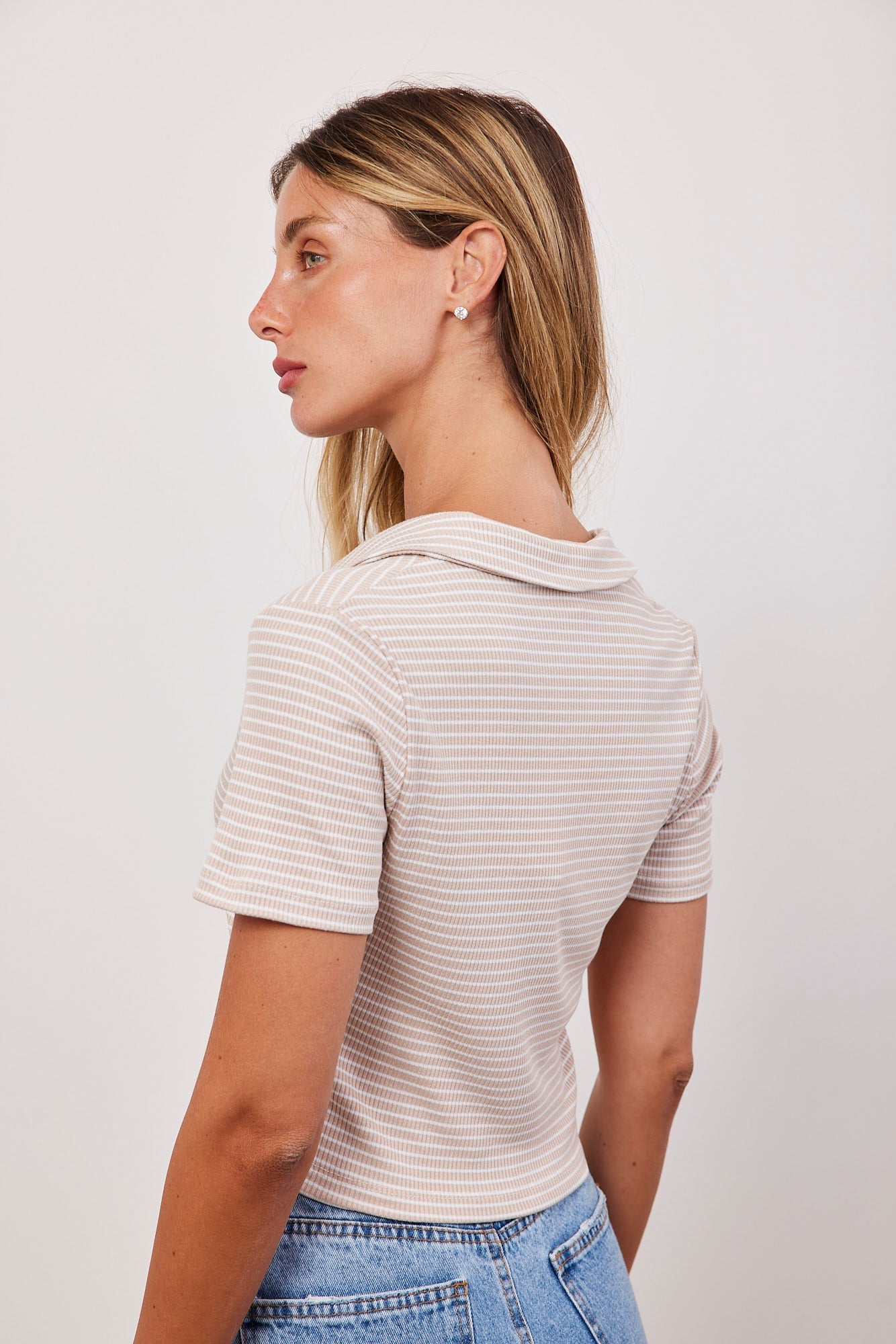 חולצת צווארון קרופ פסים - ITAY BRANDS