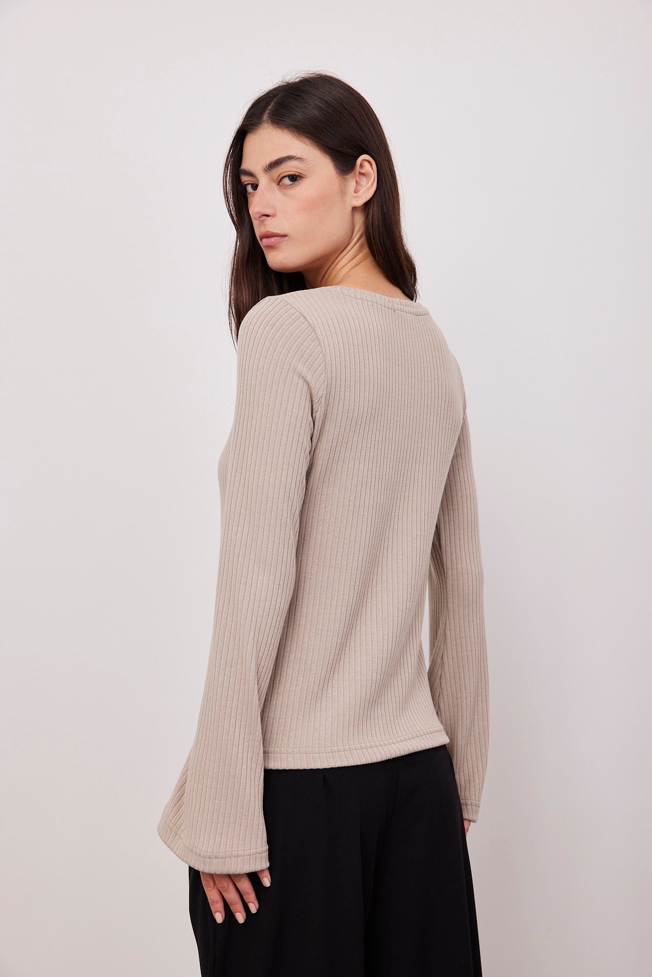 חולצה בטקסטורת פסים עם שרוול מתרחב - ITAY BRANDS