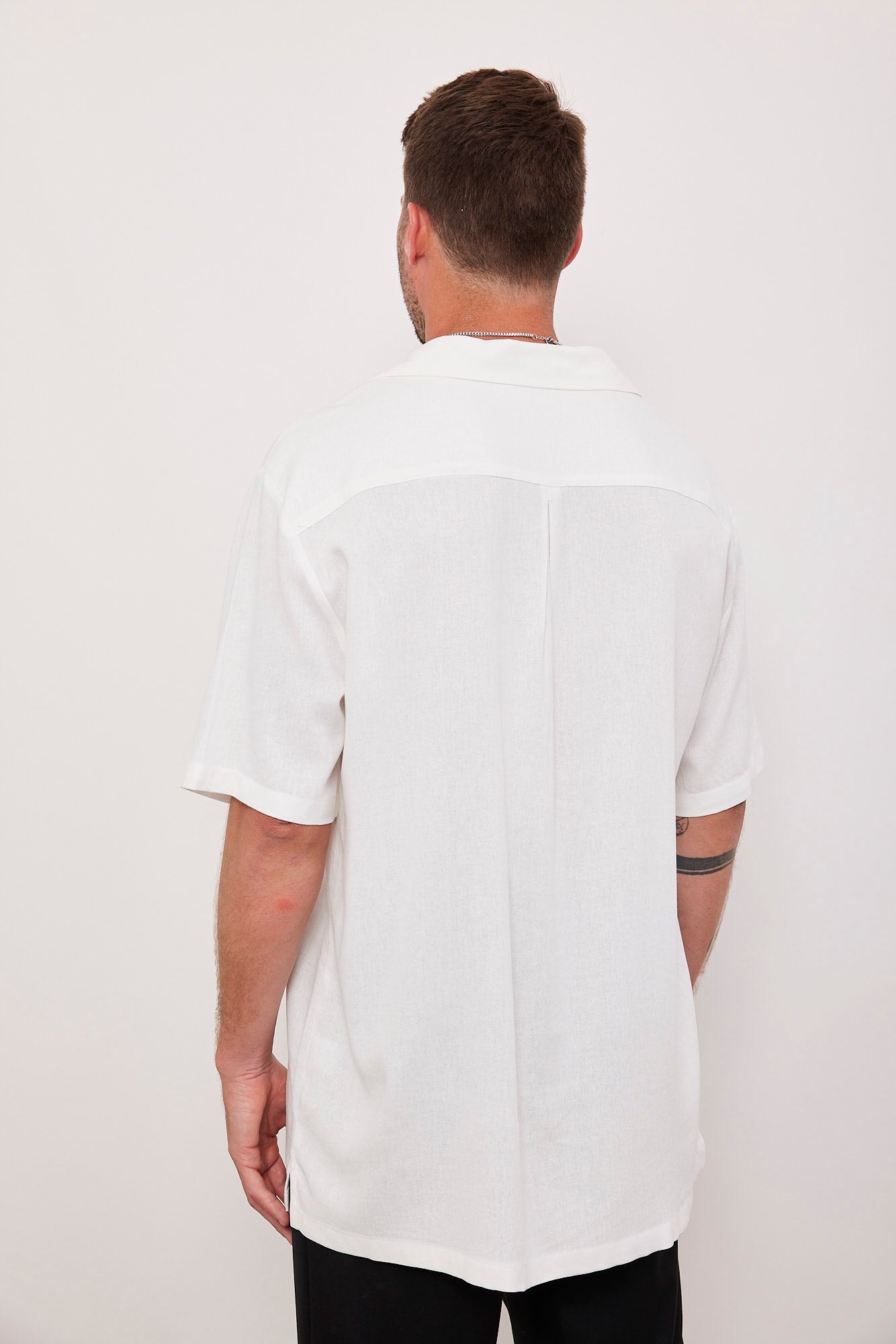 חולצה מכופתרת קצרה בשילוב פשתן - ITAY BRANDS