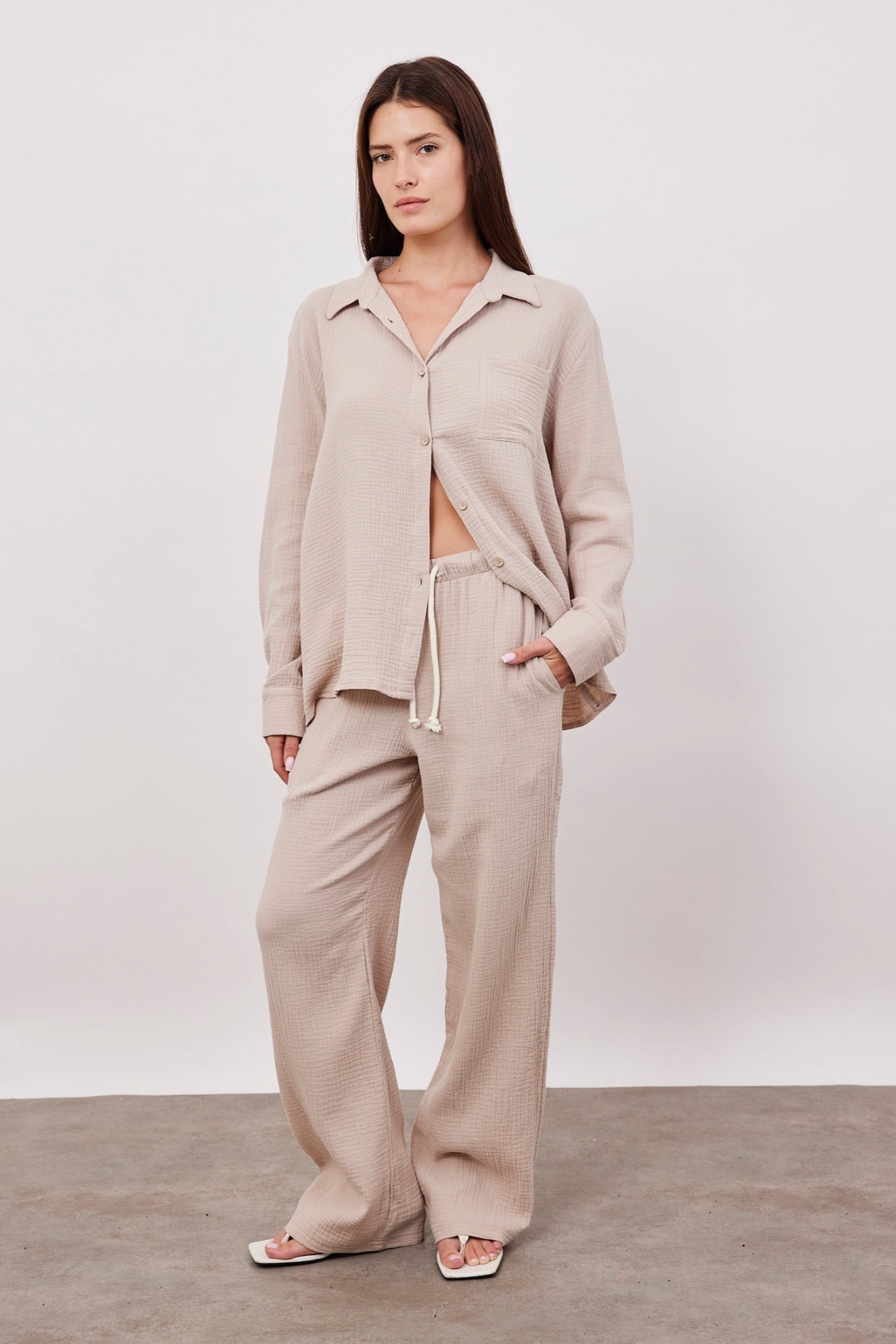 חולצת טטרה מכופתרת ארוכה