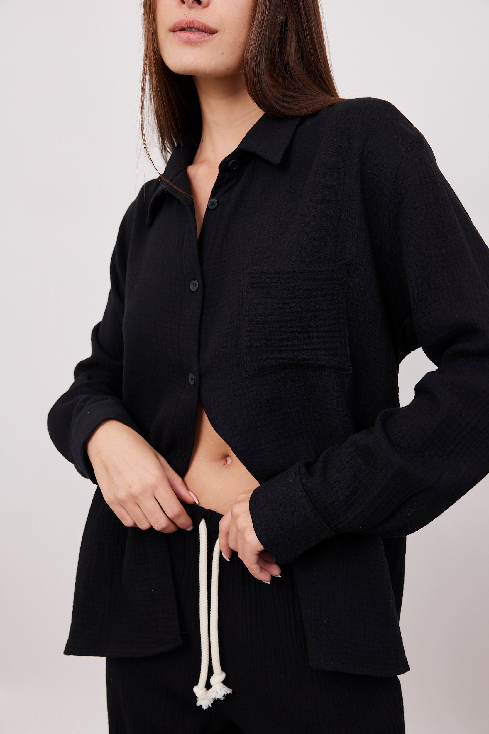 חולצת טטרה מכופתרת ארוכה