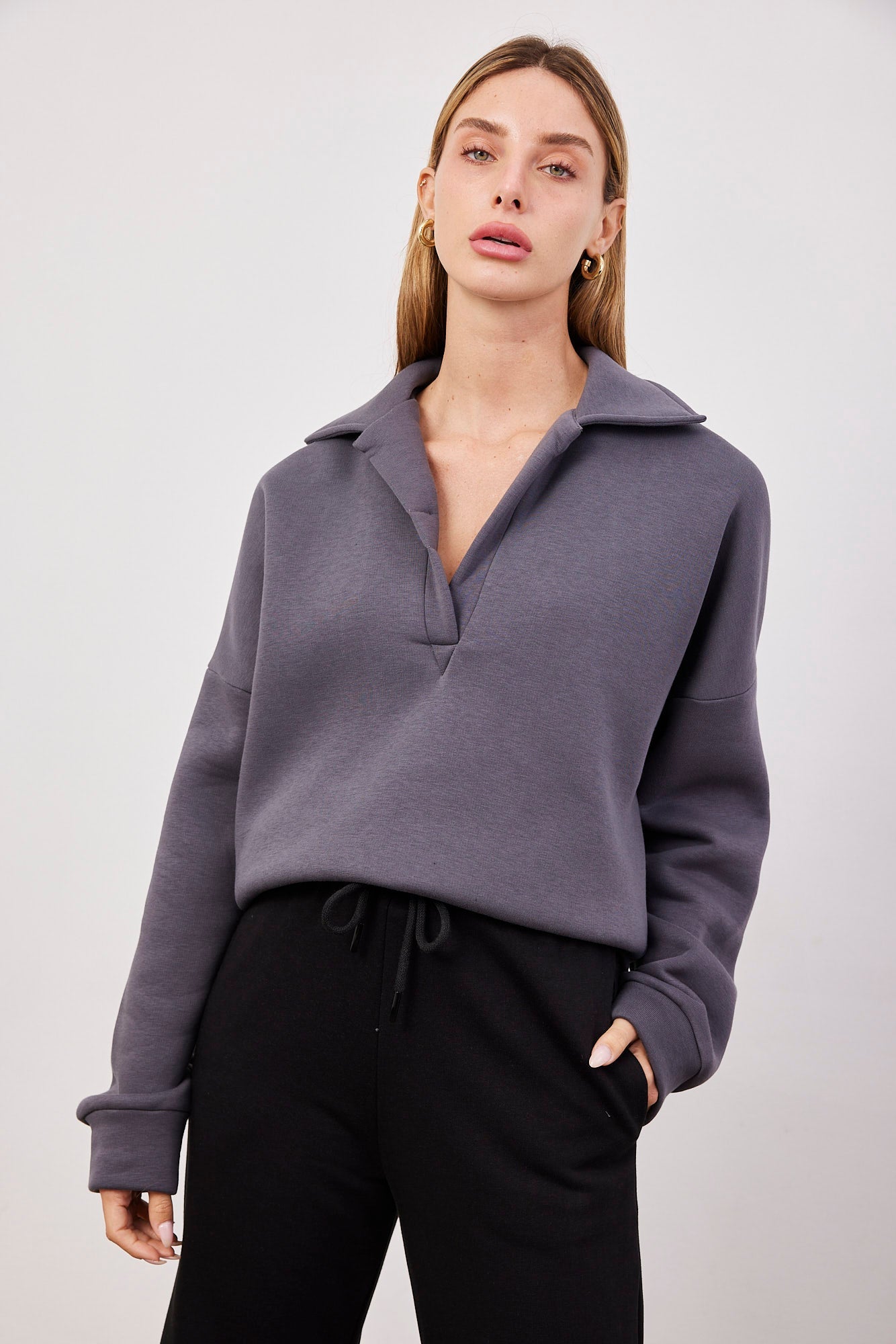 סווטשרט אוברסייז עם צווארון פולו - ITAY BRANDS