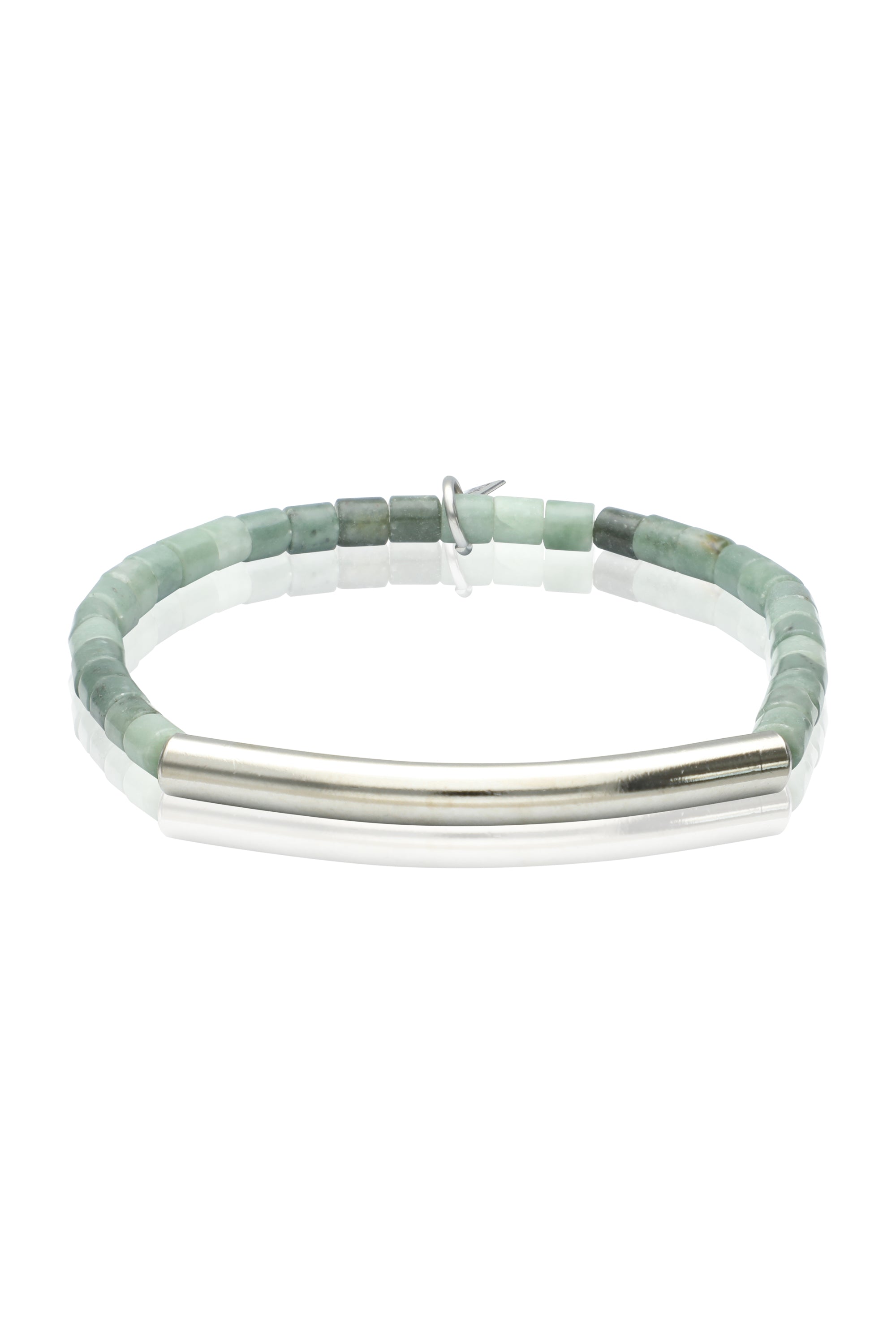 צמיד אבני ג'ייד עם צינור מתכת