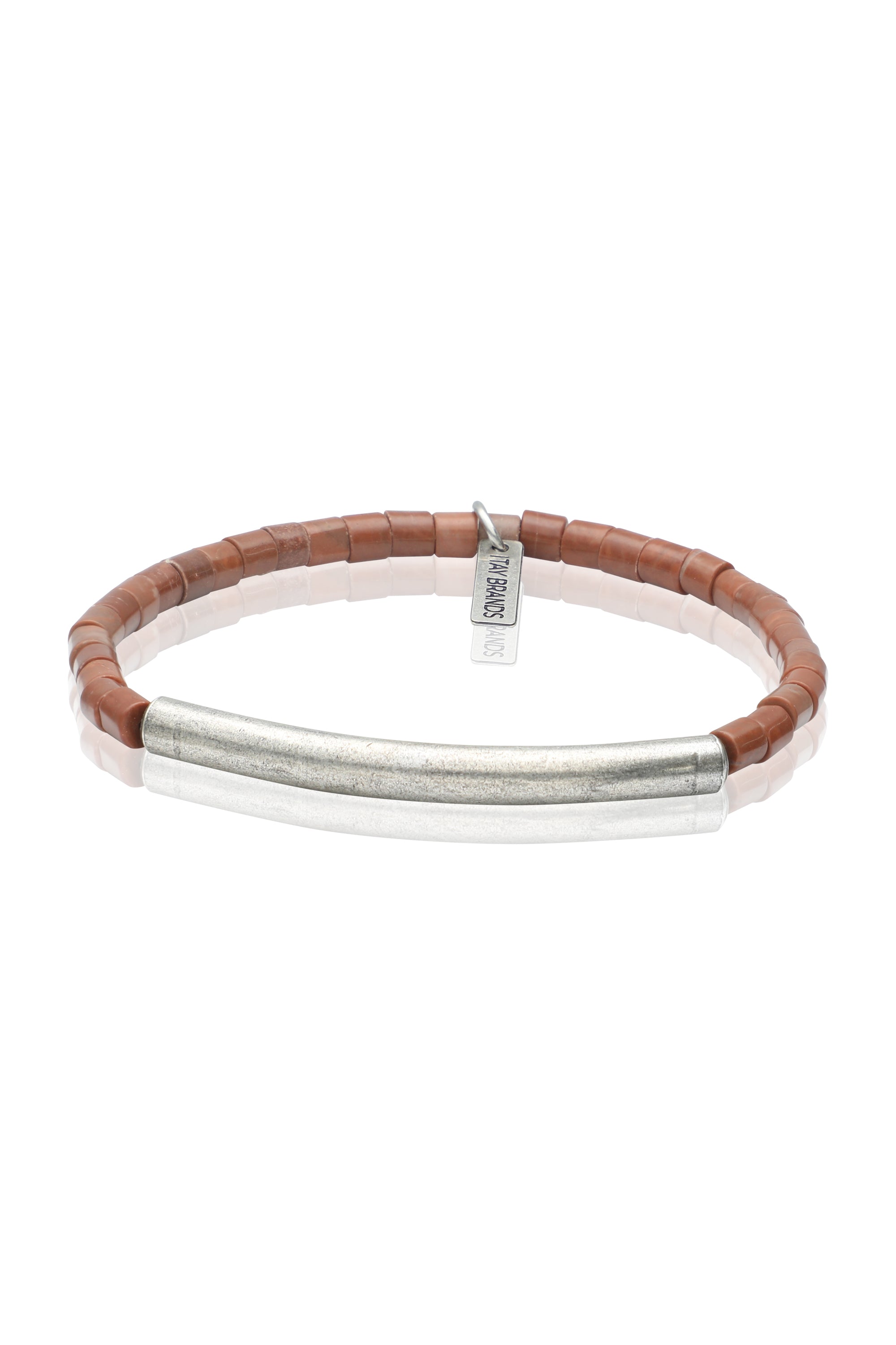 צמיד אבני ג'ספר עם צינור מתכת