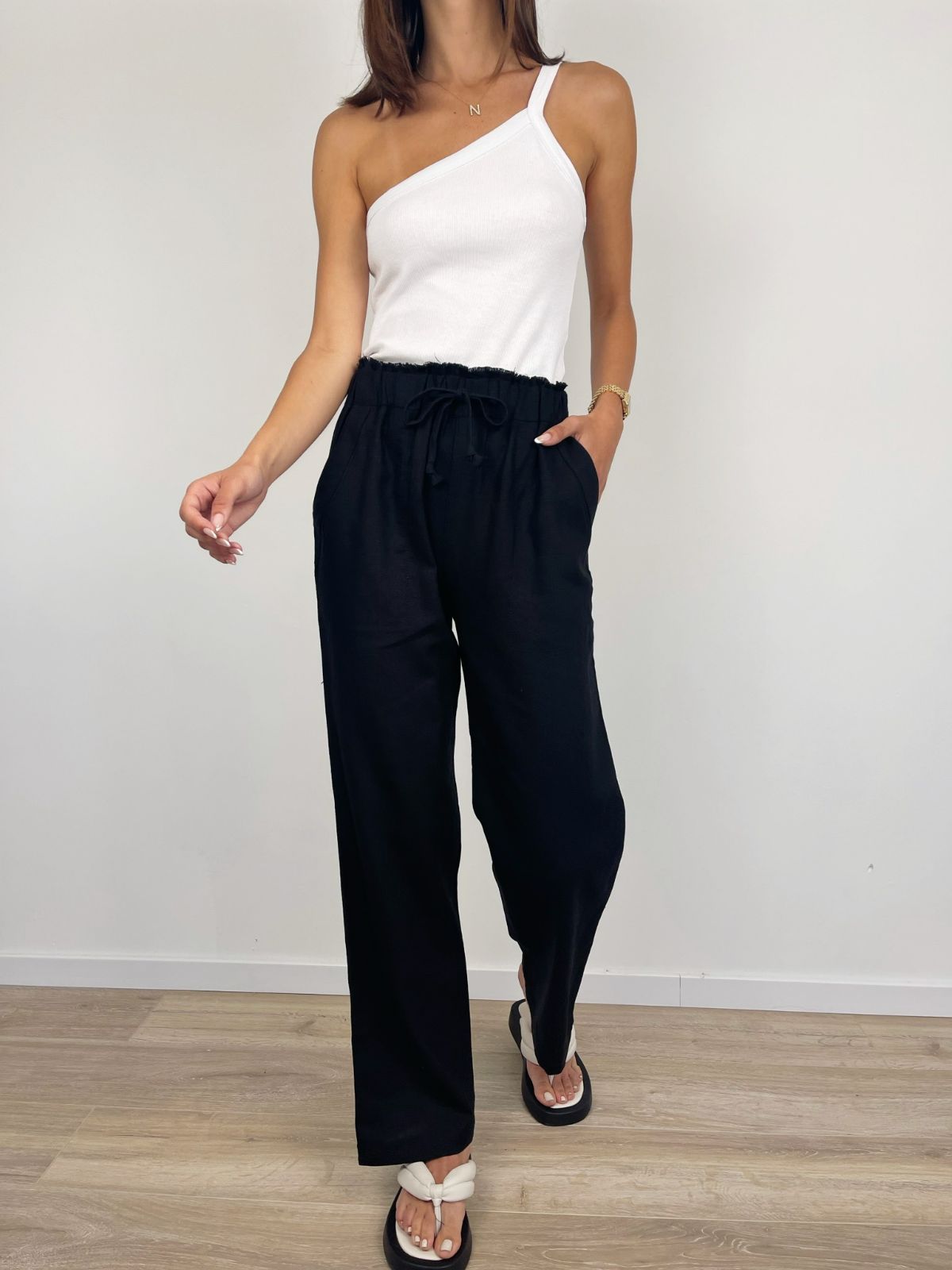 מכנסי פשתן כיסים בסיומת פרומה - ITAY BRANDS