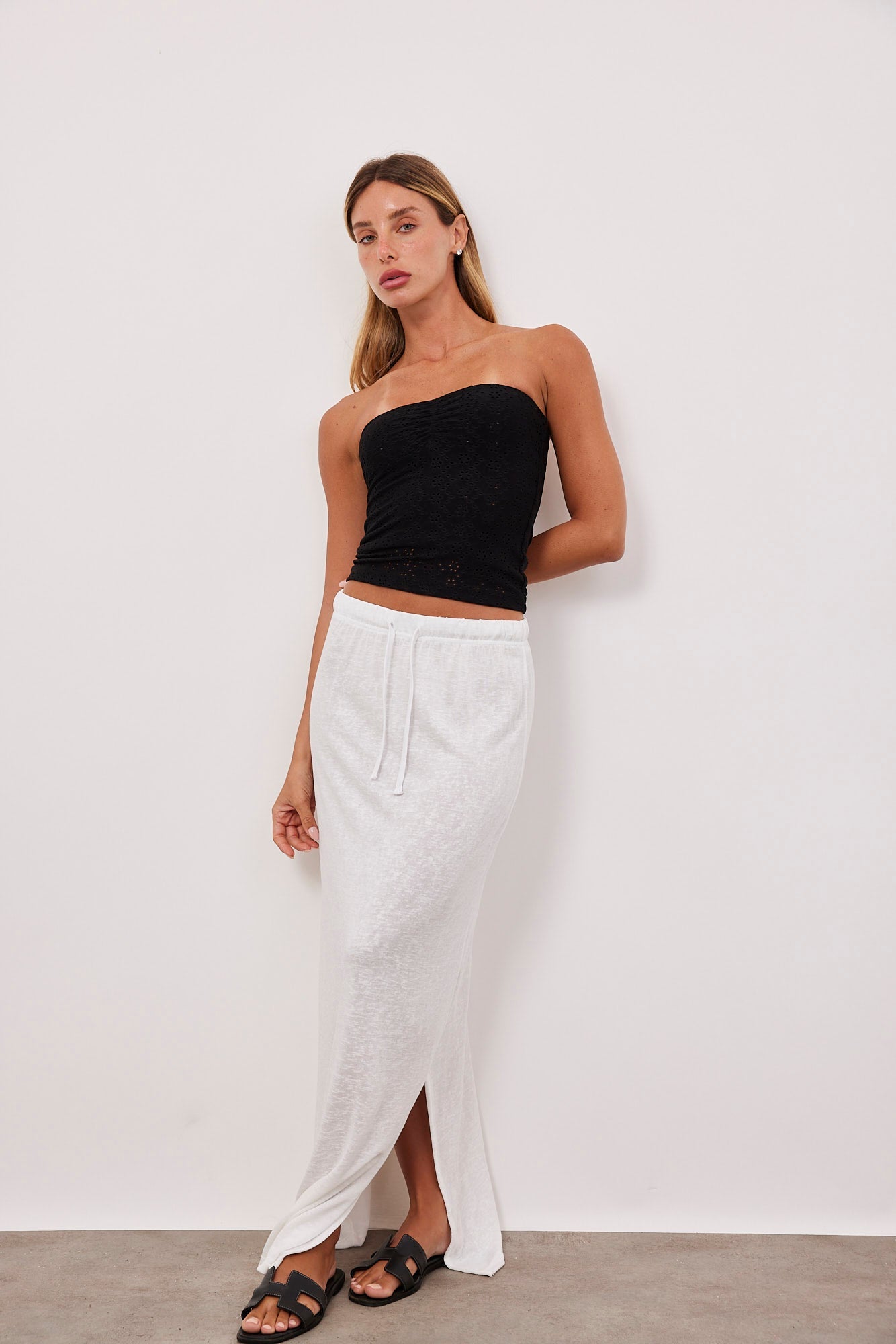 חצאית מקסי במראה פשתן - ITAY BRANDS