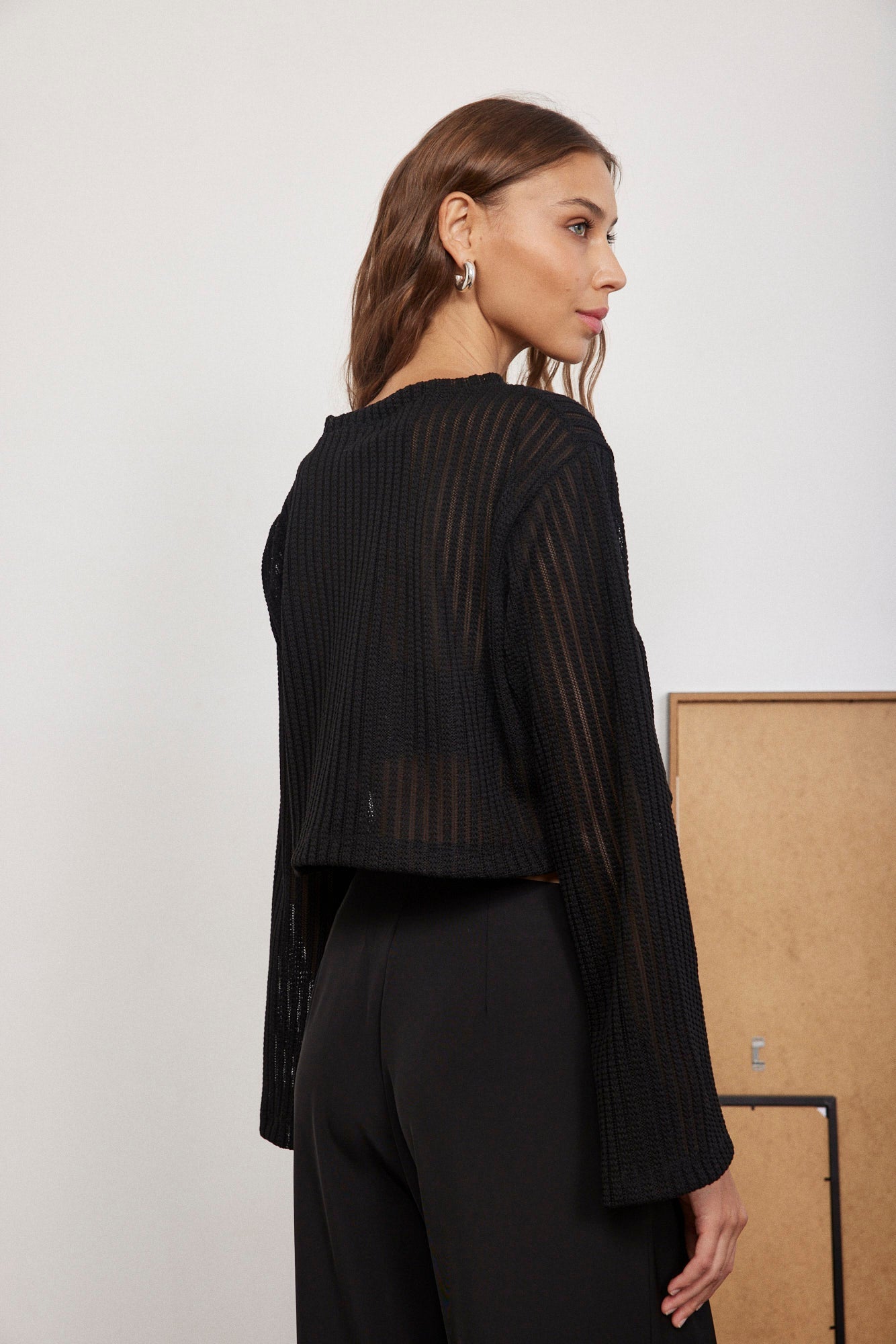 חולצת סריג קרופ ארוכה - ITAY BRANDS