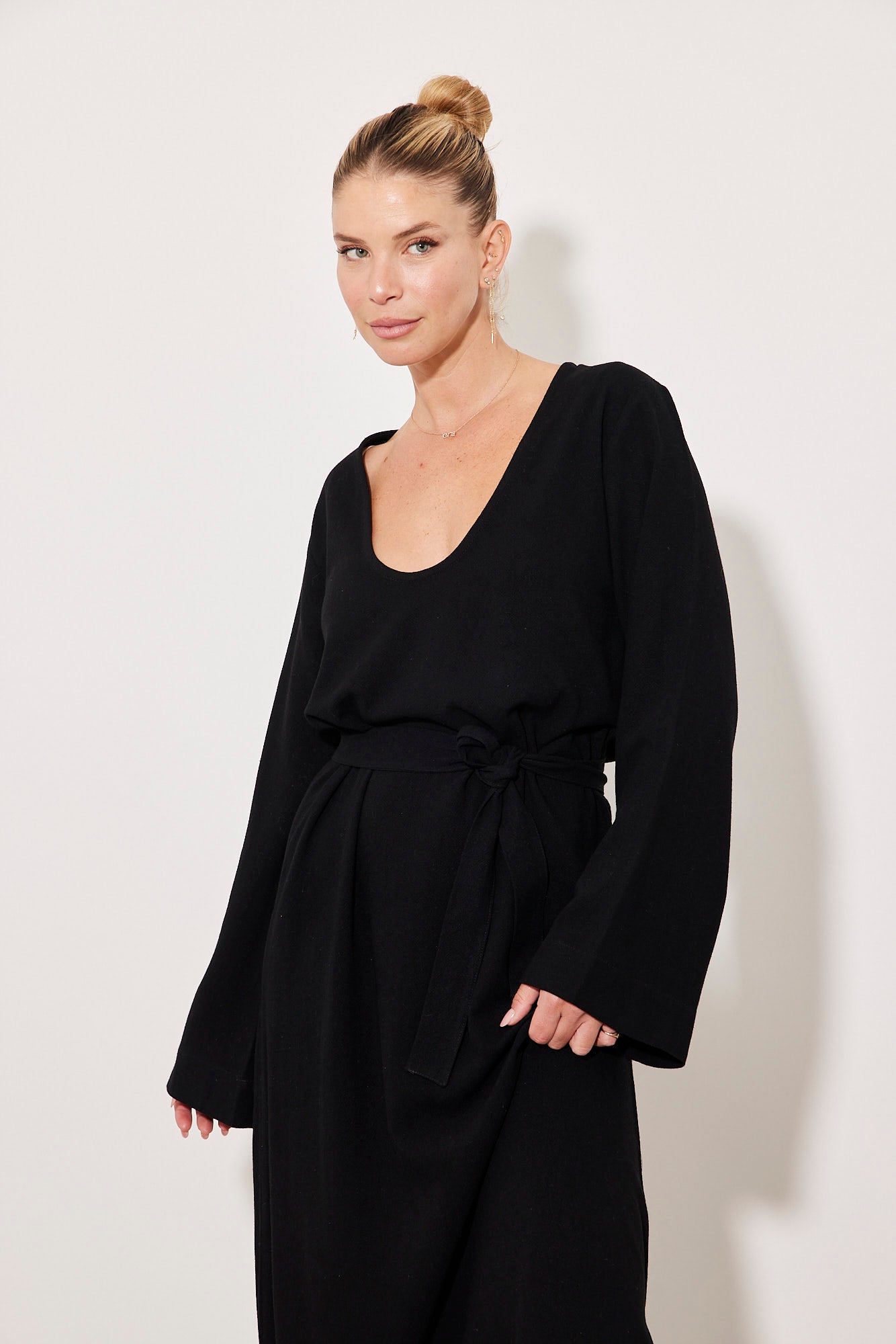 שמלה ארוכה דמוי פשתן - ITAY BRANDS