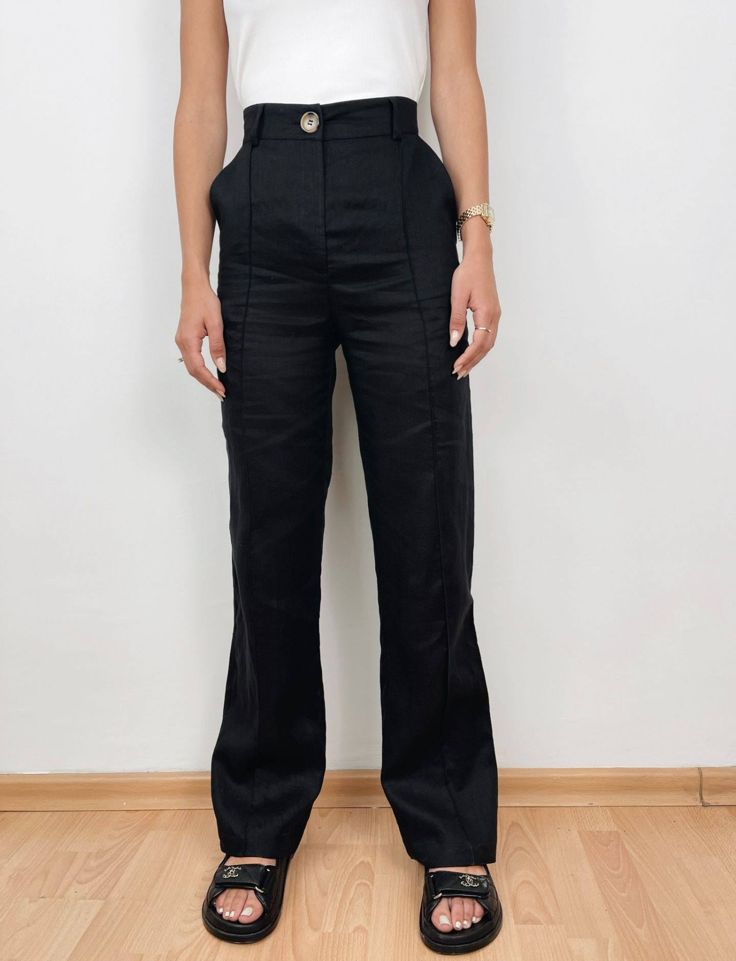 מכנסי דמוי פשתן תיפורים בולטים - ITAY BRANDS