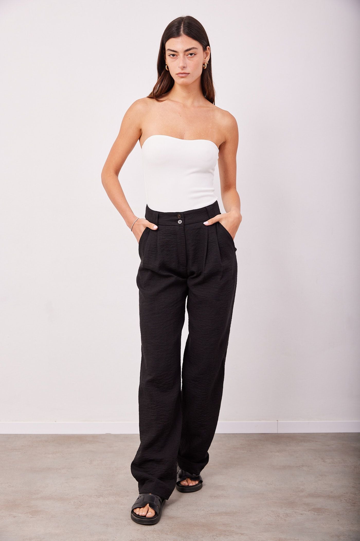 מכנסיים מחוייטים משולבים פשתן - ITAY BRANDS