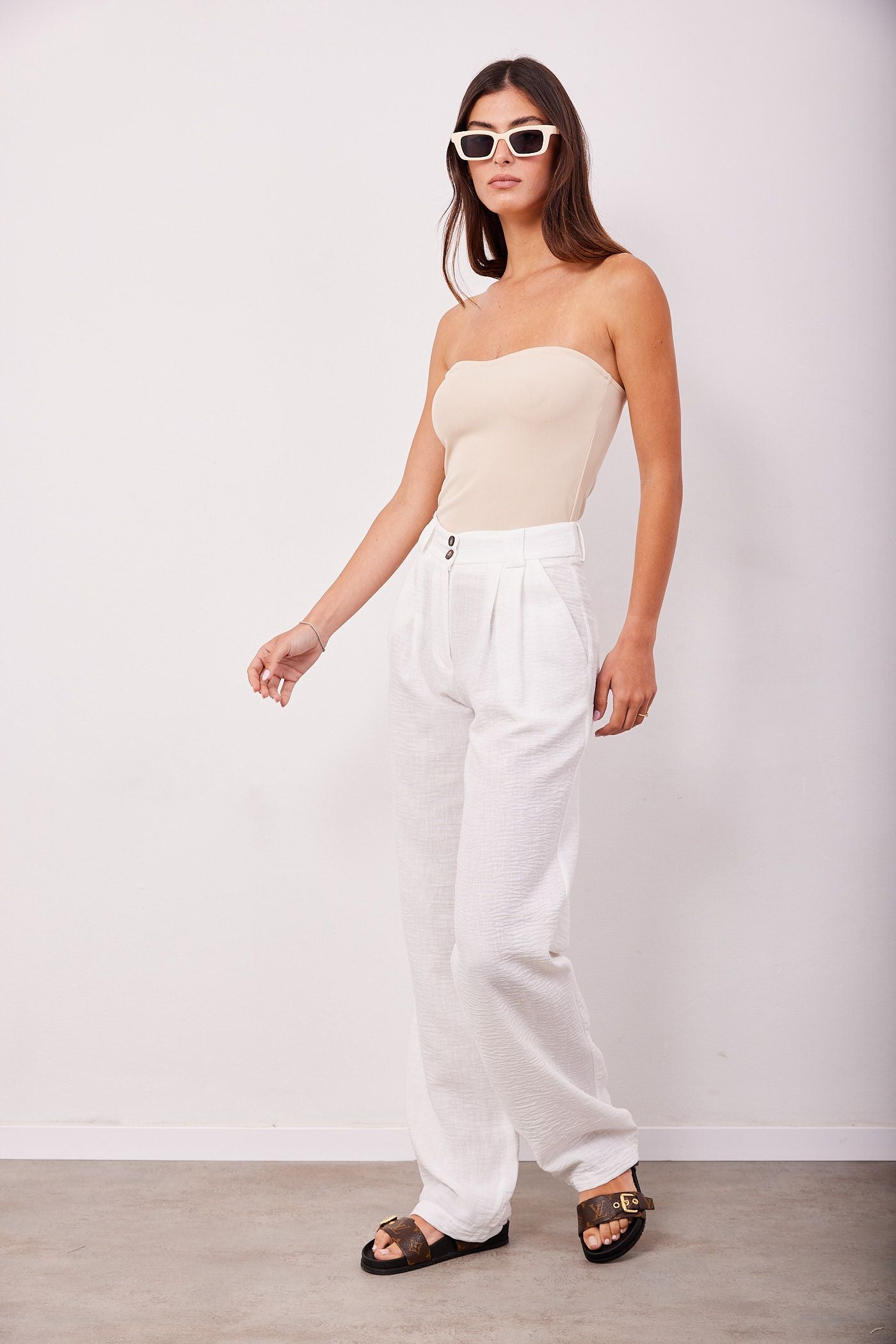 מכנסיים מחוייטים משולבים פשתן - ITAY BRANDS