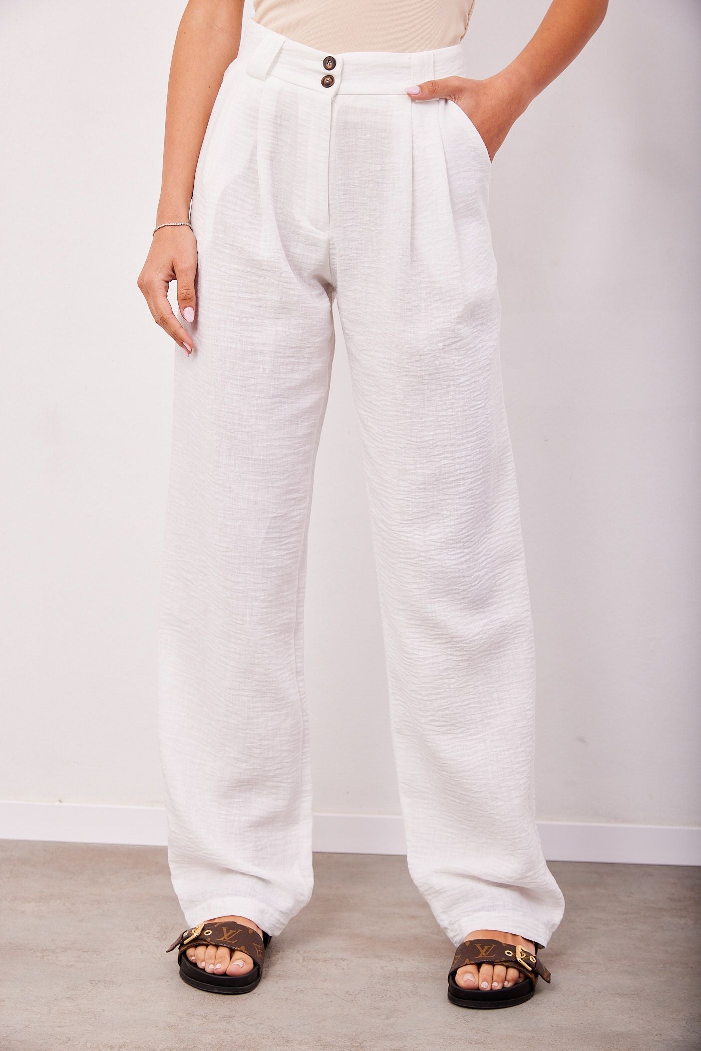 מכנסיים מחוייטים משולבים פשתן - ITAY BRANDS