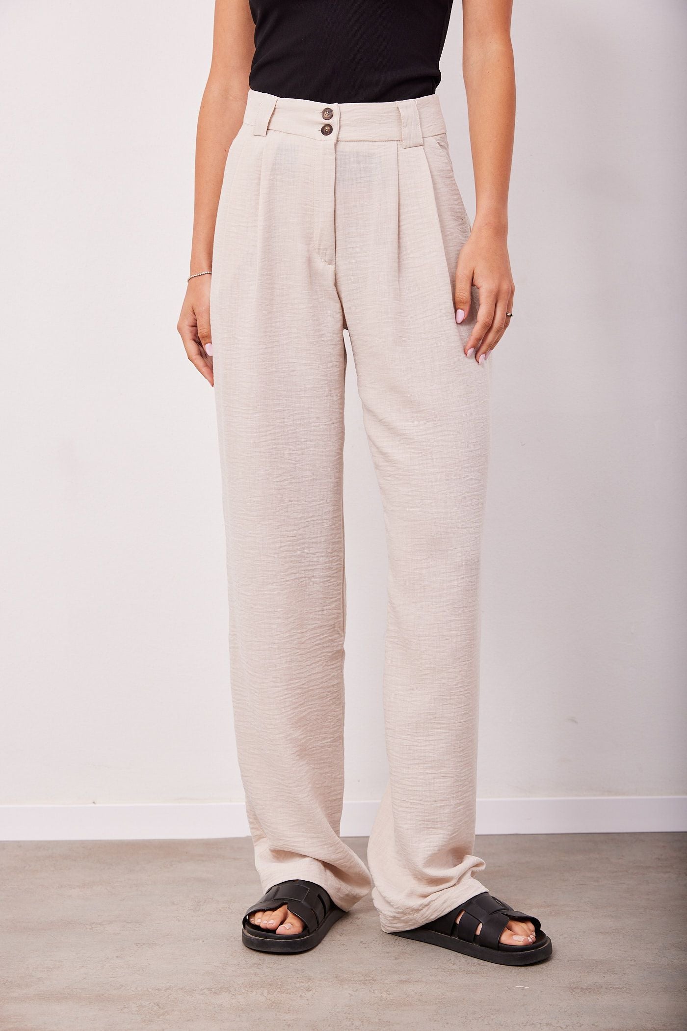 מכנסיים מחוייטים משולבים פשתן - ITAY BRANDS