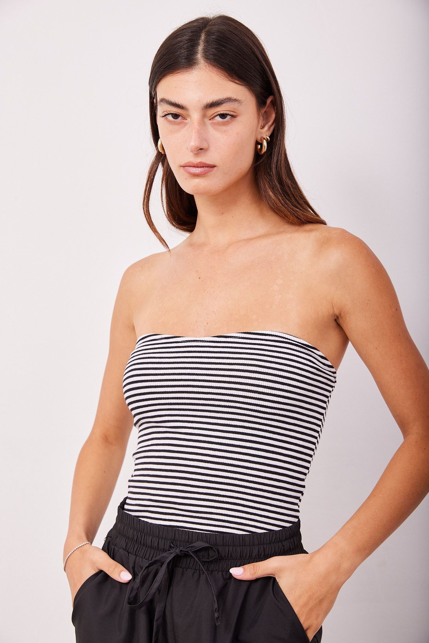 טופ סטרפלס בהדפס פסים - ITAY BRANDS