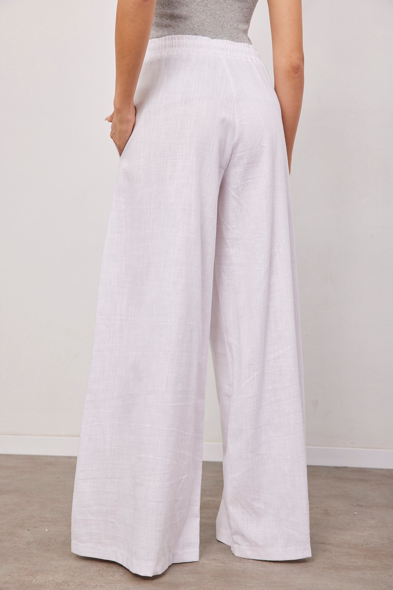 מכנסיים מתרחבים בשילוב פשתן - ITAY BRANDS